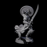 Swinging Dragonborn Flameblade E Miniature for Dungeons and Dragons, Pathfinder or other TTRPGs