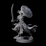 Swinging Dragonborn Flameblade E Miniature for Dungeons and Dragons, Pathfinder or other TTRPGs