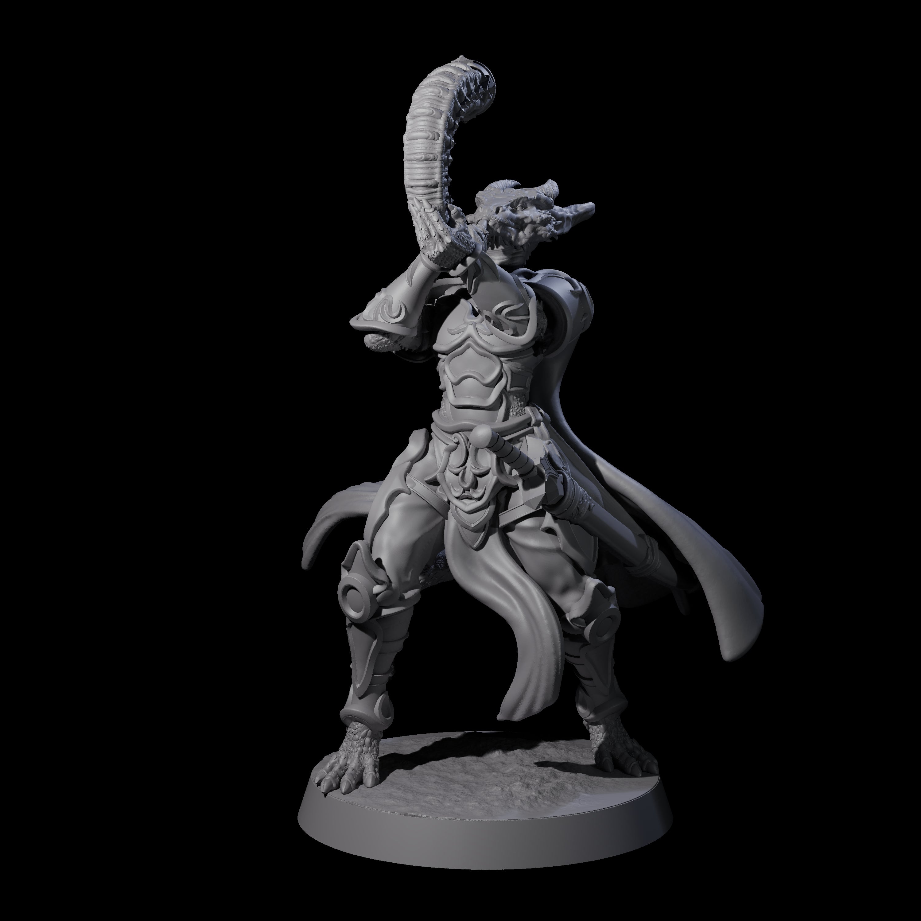 Swinging Dragonborn Flameblade F Miniature for Dungeons and Dragons, Pathfinder or other TTRPGs