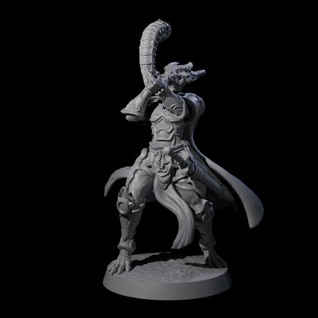 Swinging Dragonborn Flameblade F Miniature for Dungeons and Dragons, Pathfinder or other TTRPGs