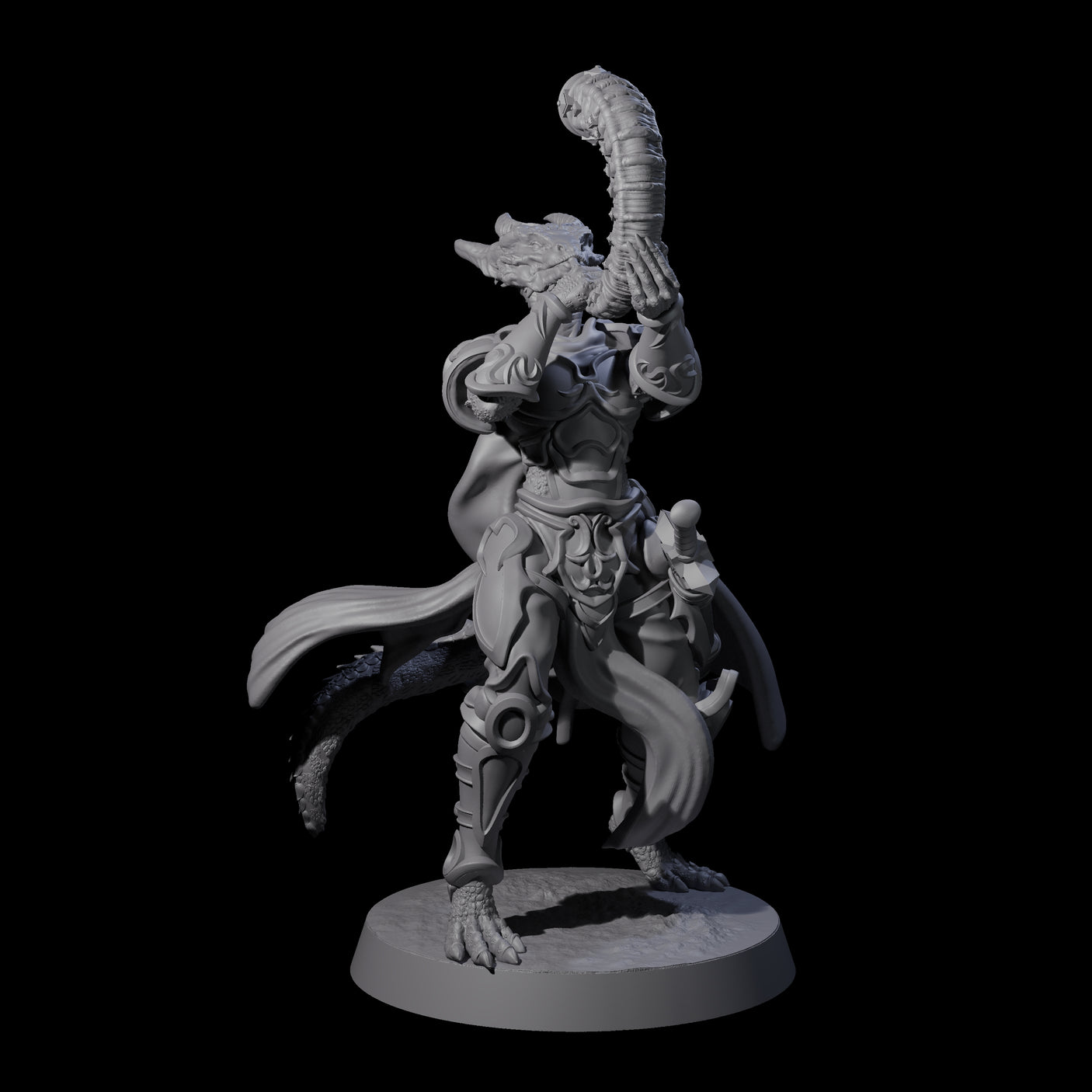 Swinging Dragonborn Flameblade F Miniature for Dungeons and Dragons, Pathfinder or other TTRPGs