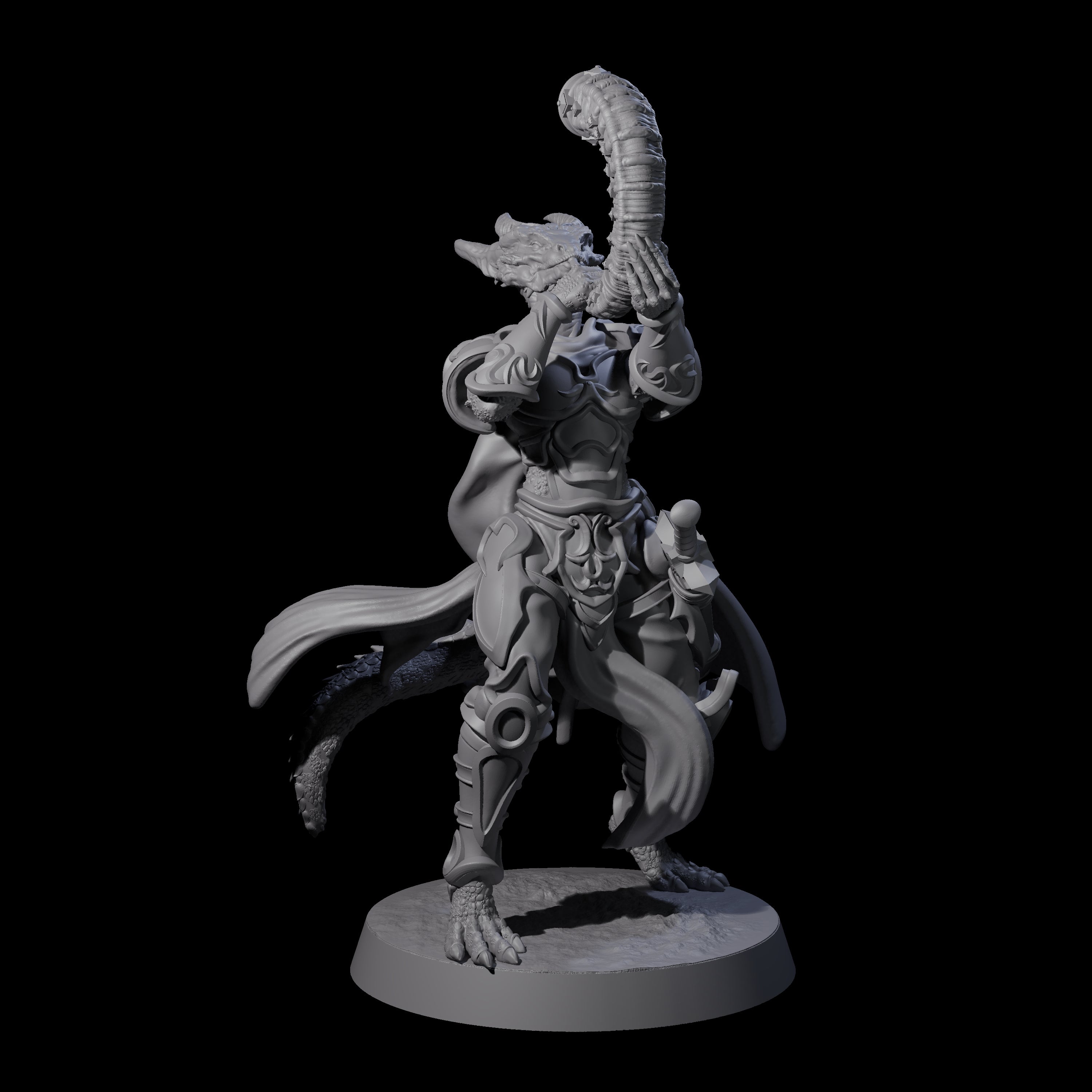 Swinging Dragonborn Flameblade F Miniature for Dungeons and Dragons, Pathfinder or other TTRPGs