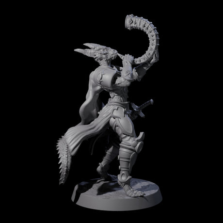 Swinging Dragonborn Flameblade F Miniature for Dungeons and Dragons, Pathfinder or other TTRPGs