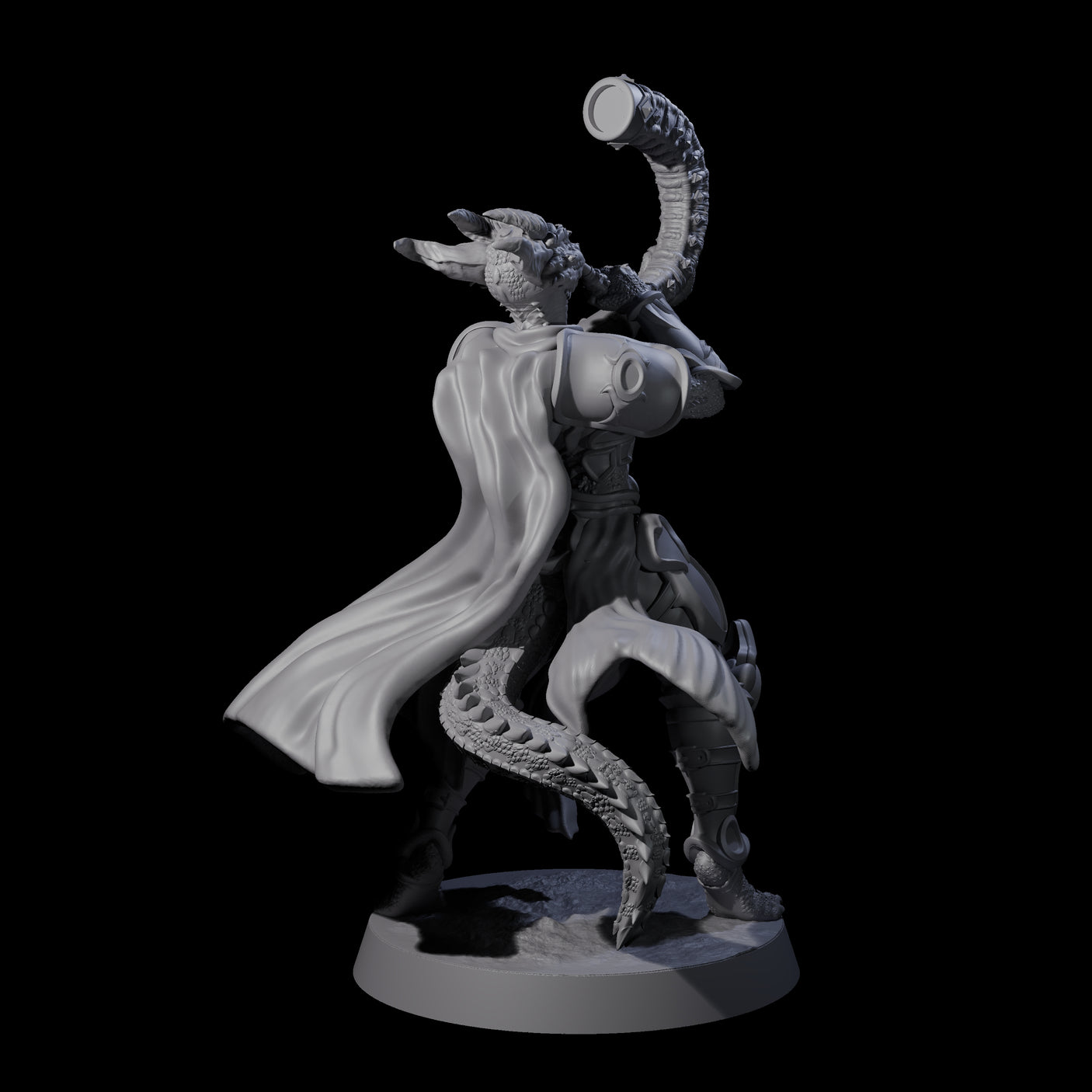 Swinging Dragonborn Flameblade F Miniature for Dungeons and Dragons, Pathfinder or other TTRPGs