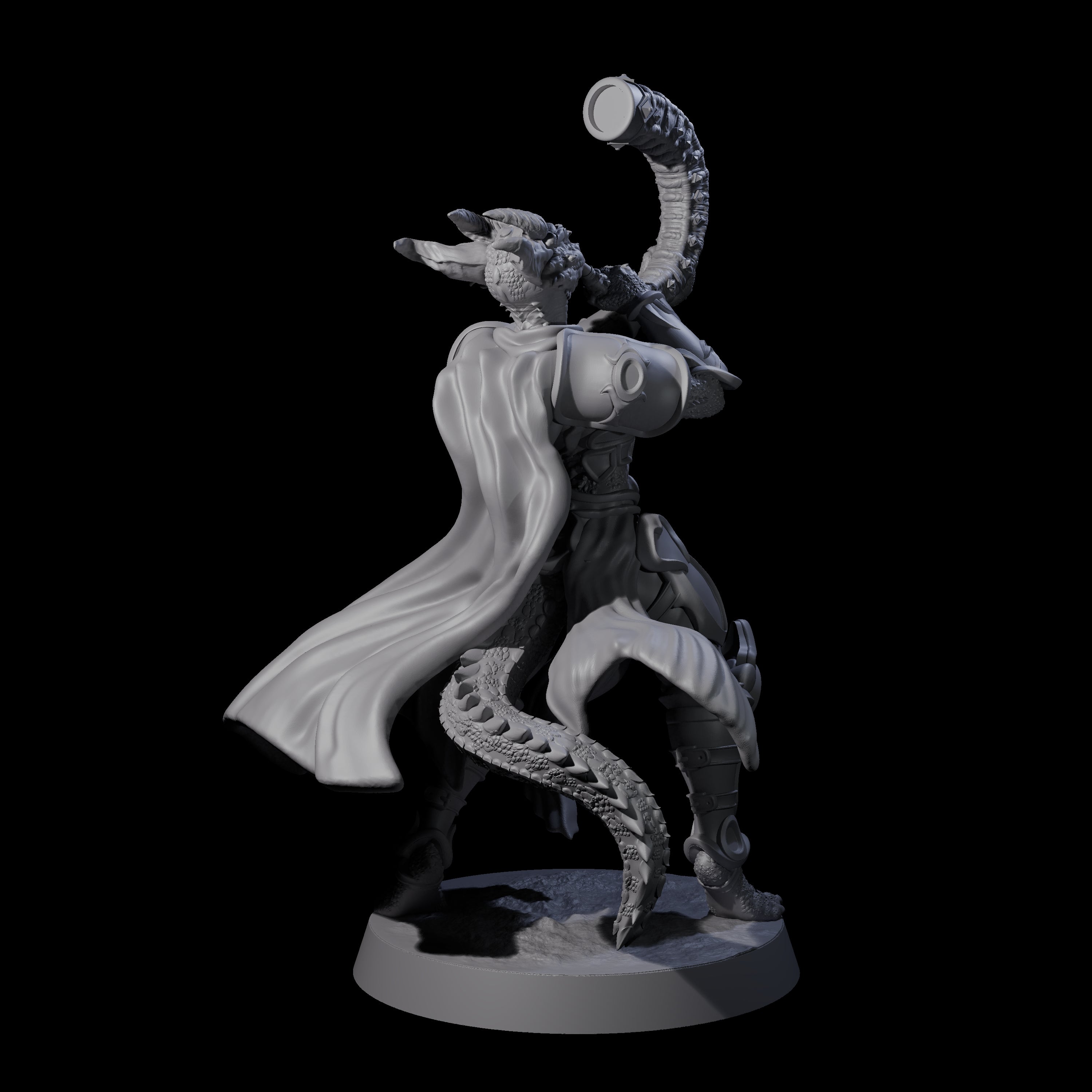 Swinging Dragonborn Flameblade F Miniature for Dungeons and Dragons, Pathfinder or other TTRPGs
