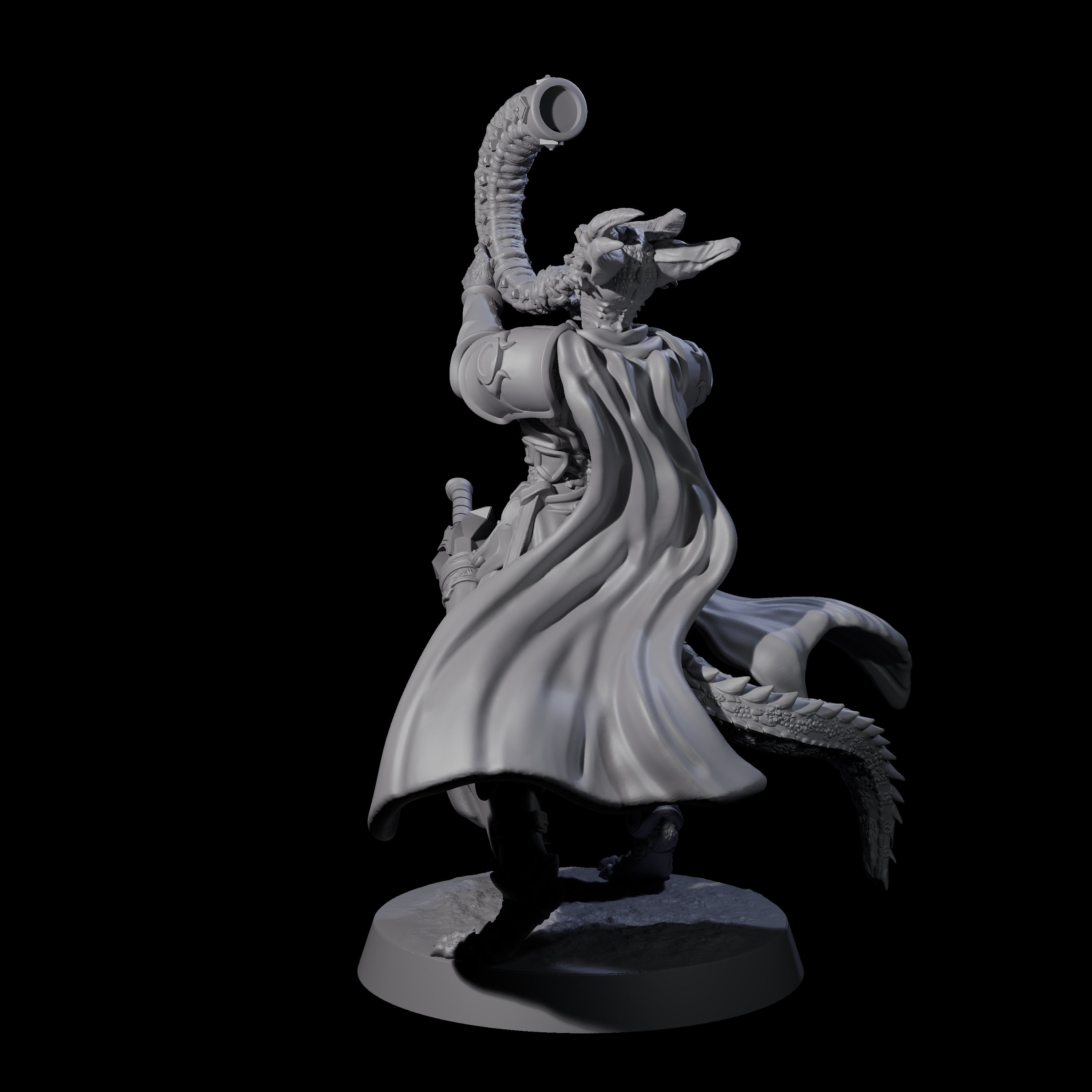 Swinging Dragonborn Flameblade F Miniature for Dungeons and Dragons, Pathfinder or other TTRPGs