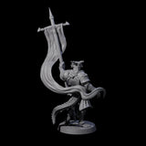 Swinging Dragonborn Flameblade G Miniature for Dungeons and Dragons, Pathfinder or other TTRPGs