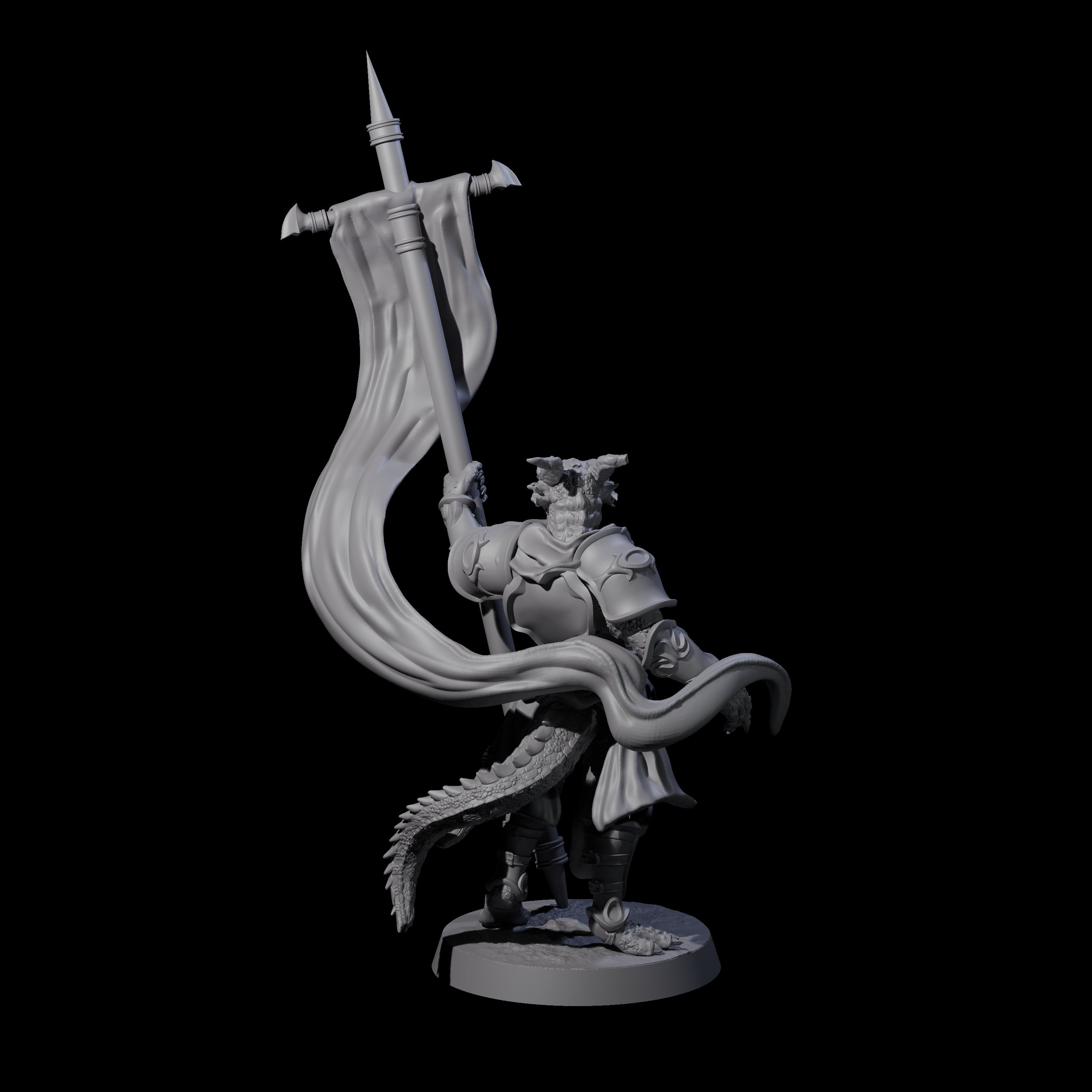 Swinging Dragonborn Flameblade G Miniature for Dungeons and Dragons, Pathfinder or other TTRPGs