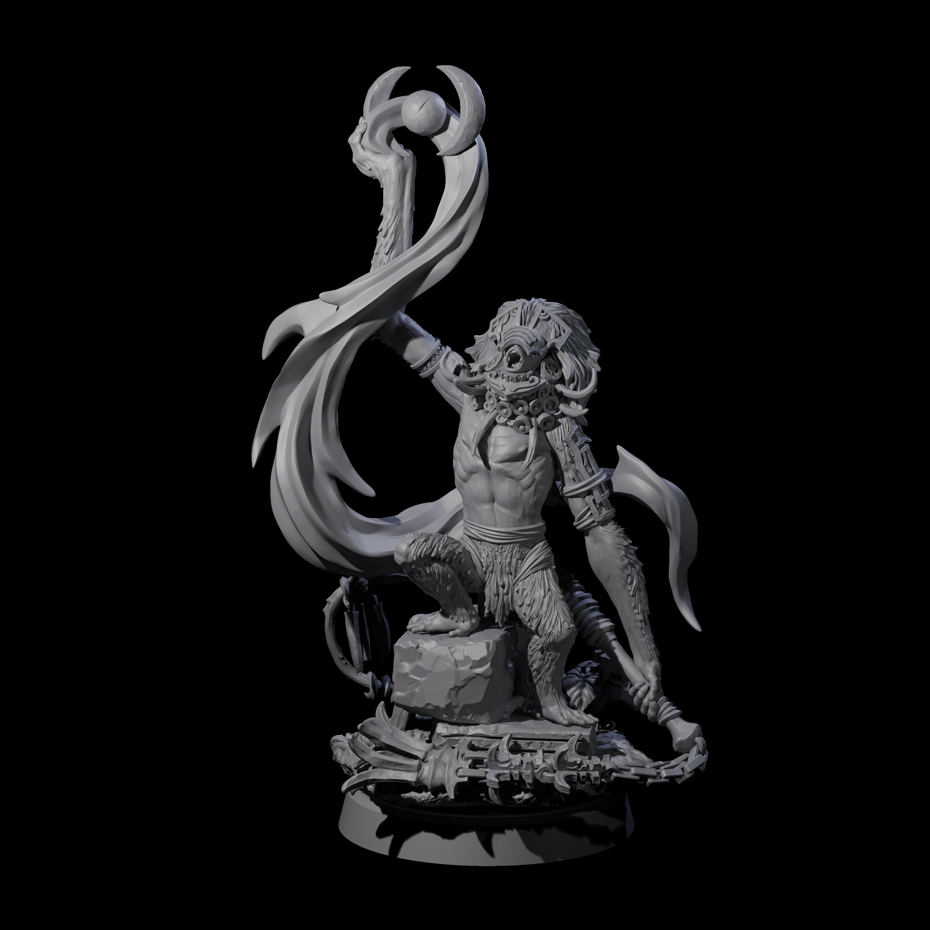 Swinging Hazodee Shaman D Miniature for Dungeons and Dragons, Pathfinder or other TTRPGs