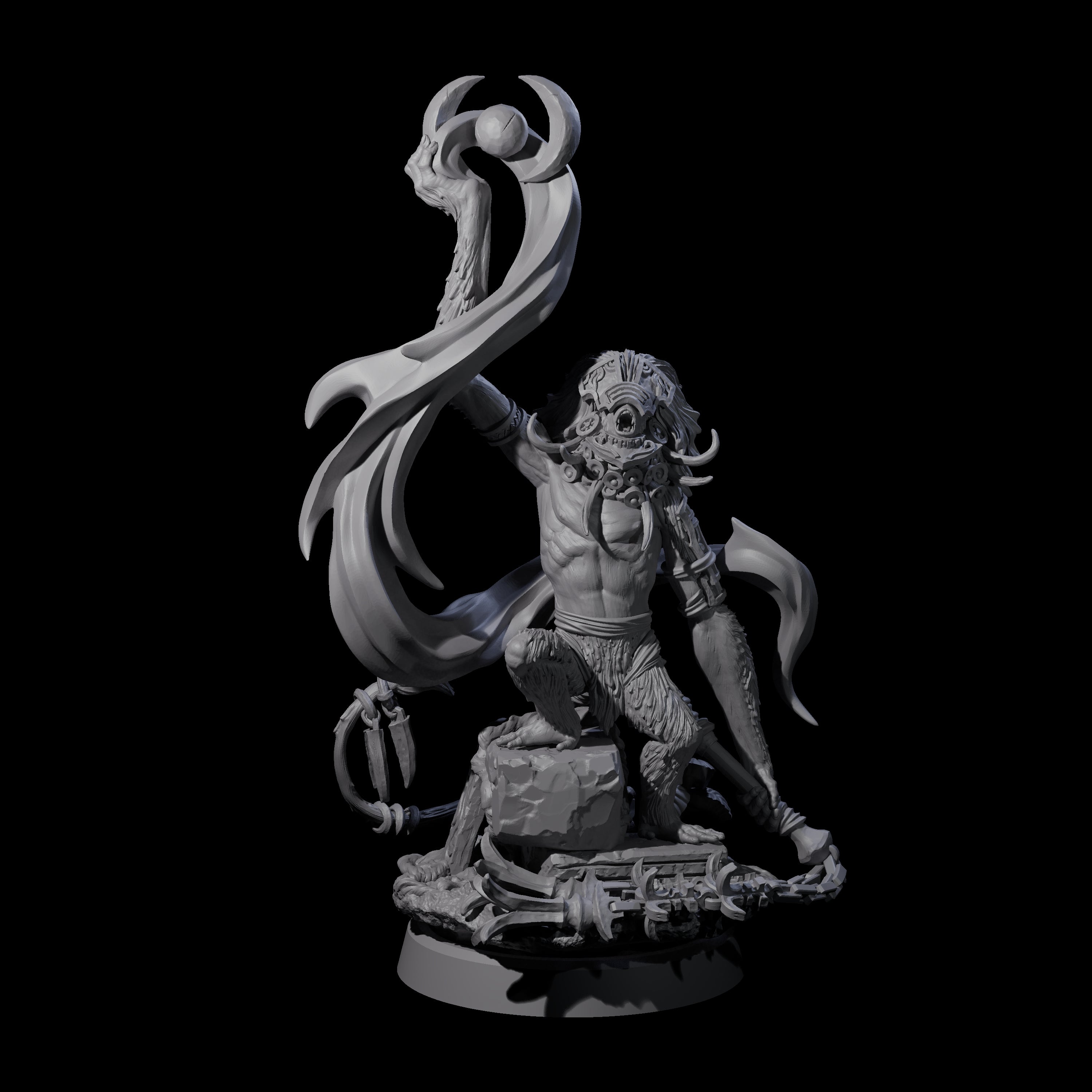 Swinging Hazodee Shaman D Miniature for Dungeons and Dragons, Pathfinder or other TTRPGs