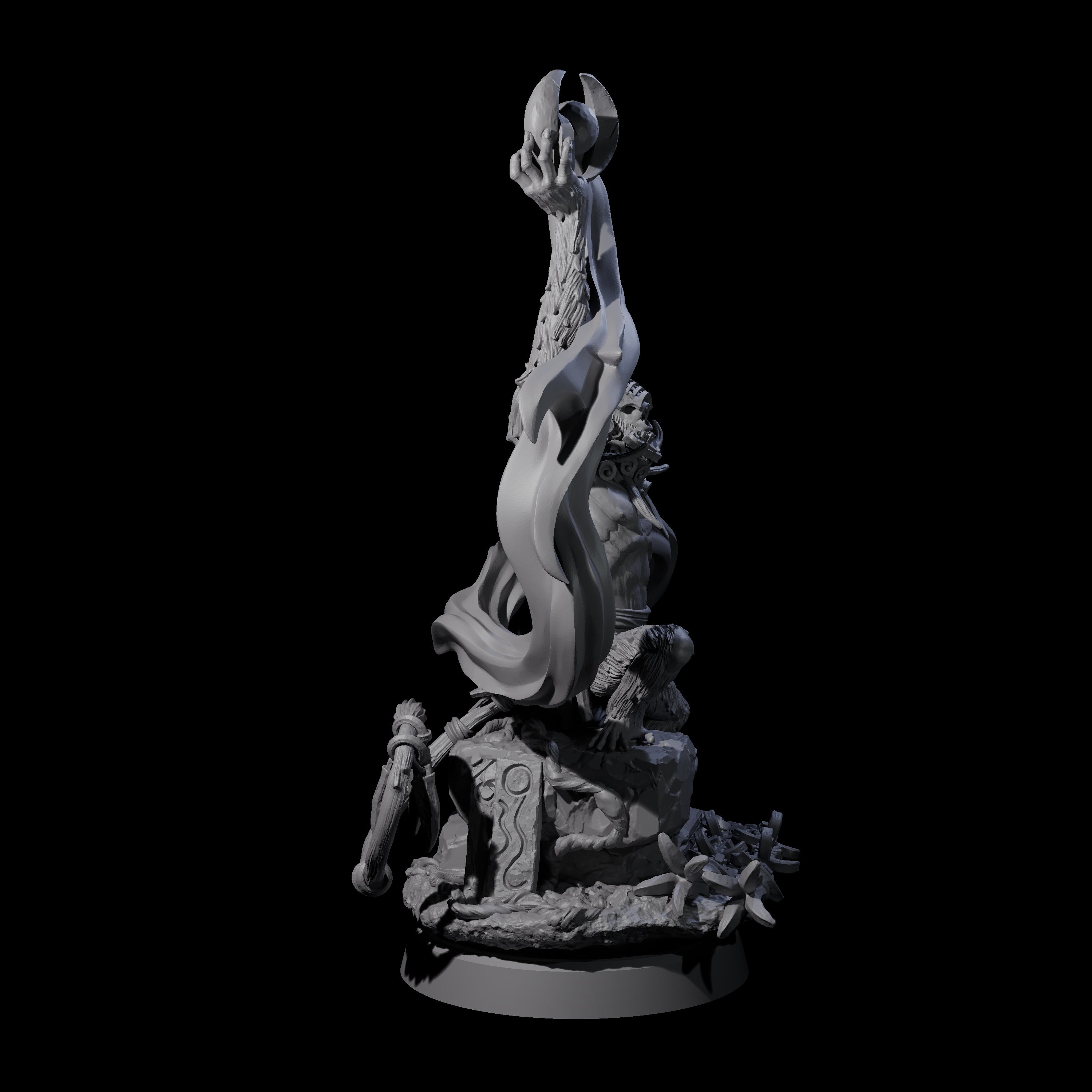 Swinging Hazodee Shaman D Miniature for Dungeons and Dragons, Pathfinder or other TTRPGs