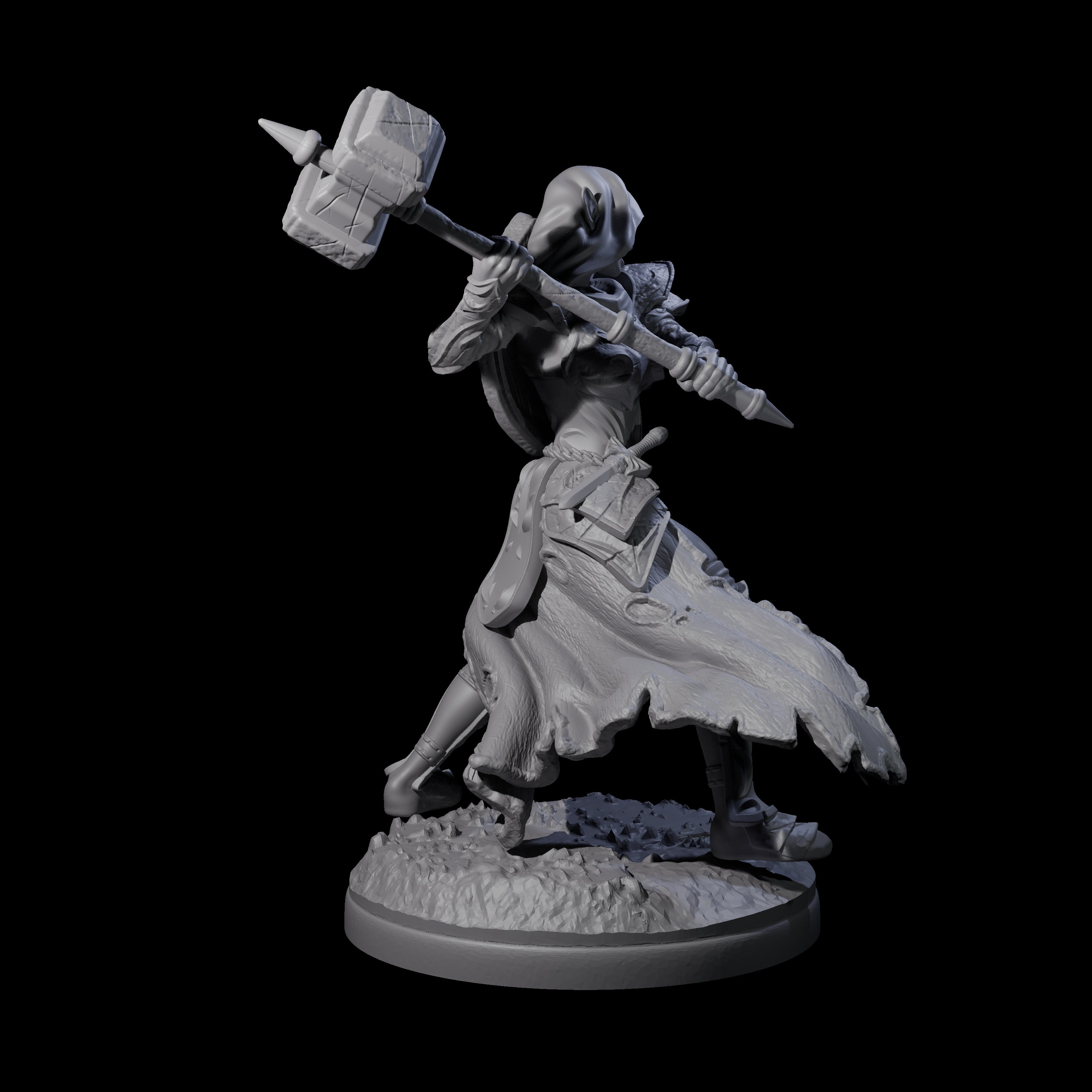 Swinging Holy Elf Cleric Miniature for Dungeons and Dragons, Pathfinder or other TTRPGs