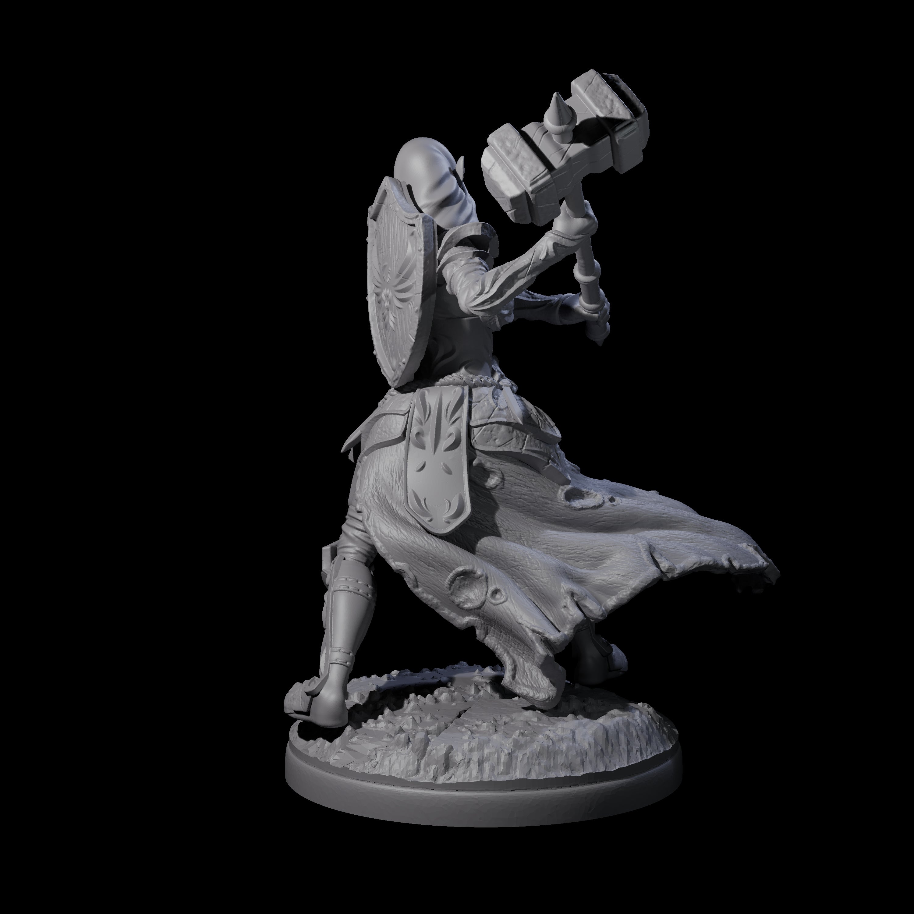 Swinging Holy Elf Cleric Miniature for Dungeons and Dragons, Pathfinder or other TTRPGs