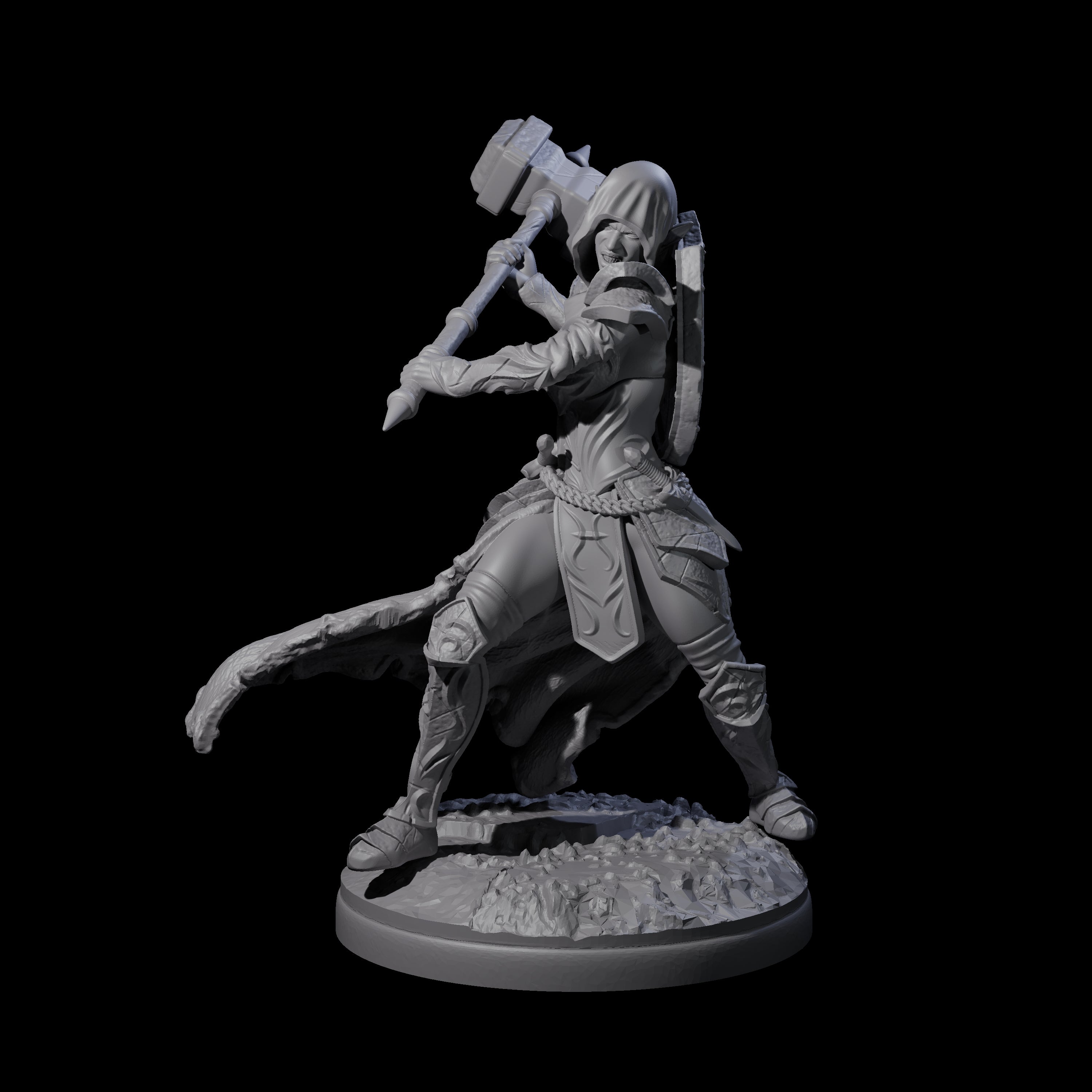 Swinging Holy Elf Cleric Miniature for Dungeons and Dragons, Pathfinder or other TTRPGs