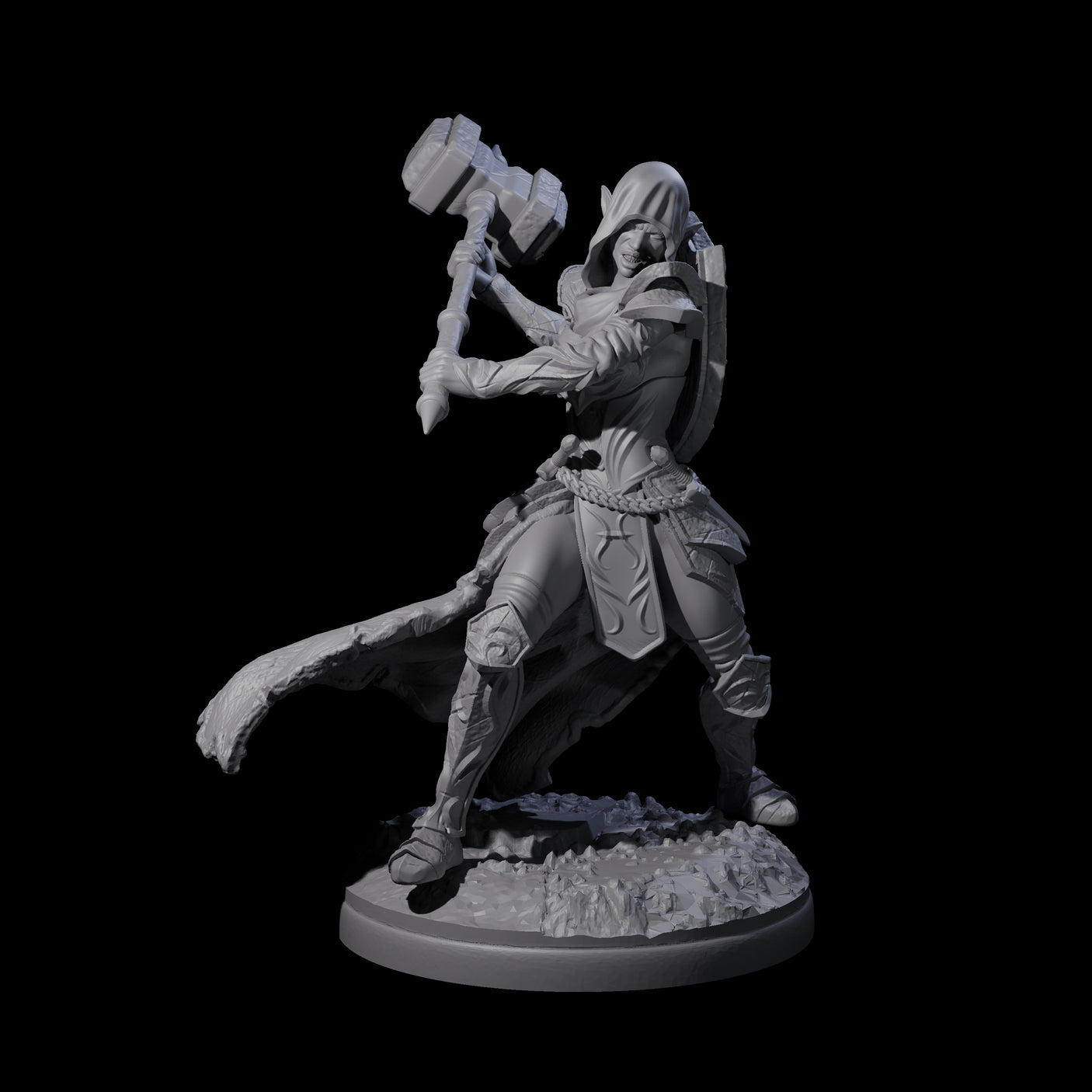 Swinging Holy Elf Cleric Miniature for Dungeons and Dragons, Pathfinder or other TTRPGs