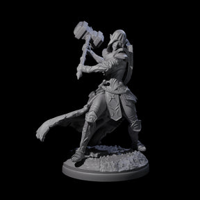 Swinging Holy Elf Cleric Miniature for Dungeons and Dragons, Pathfinder or other TTRPGs