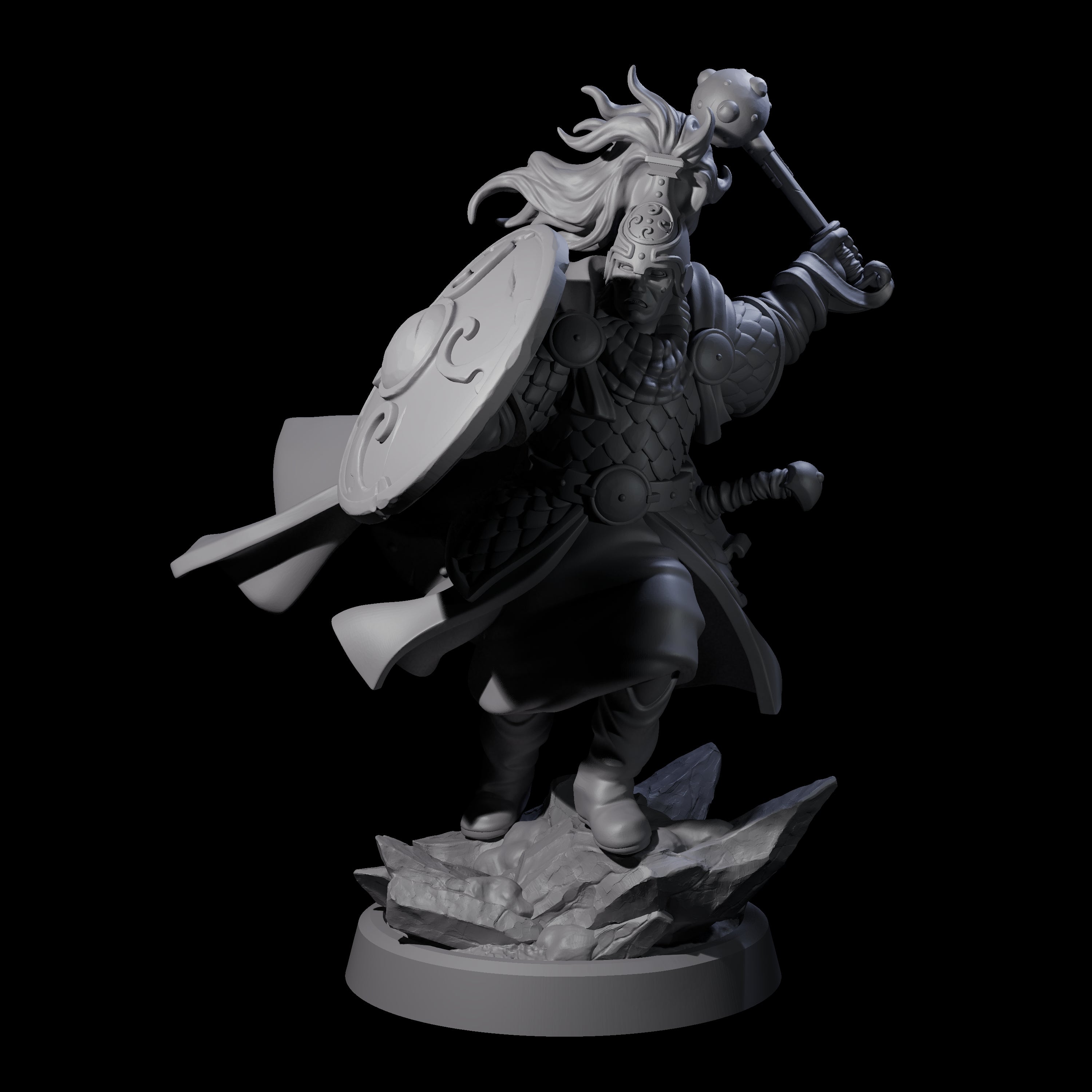 Swinging Mace Fighter Miniature for Dungeons and Dragons, Pathfinder or other TTRPGs