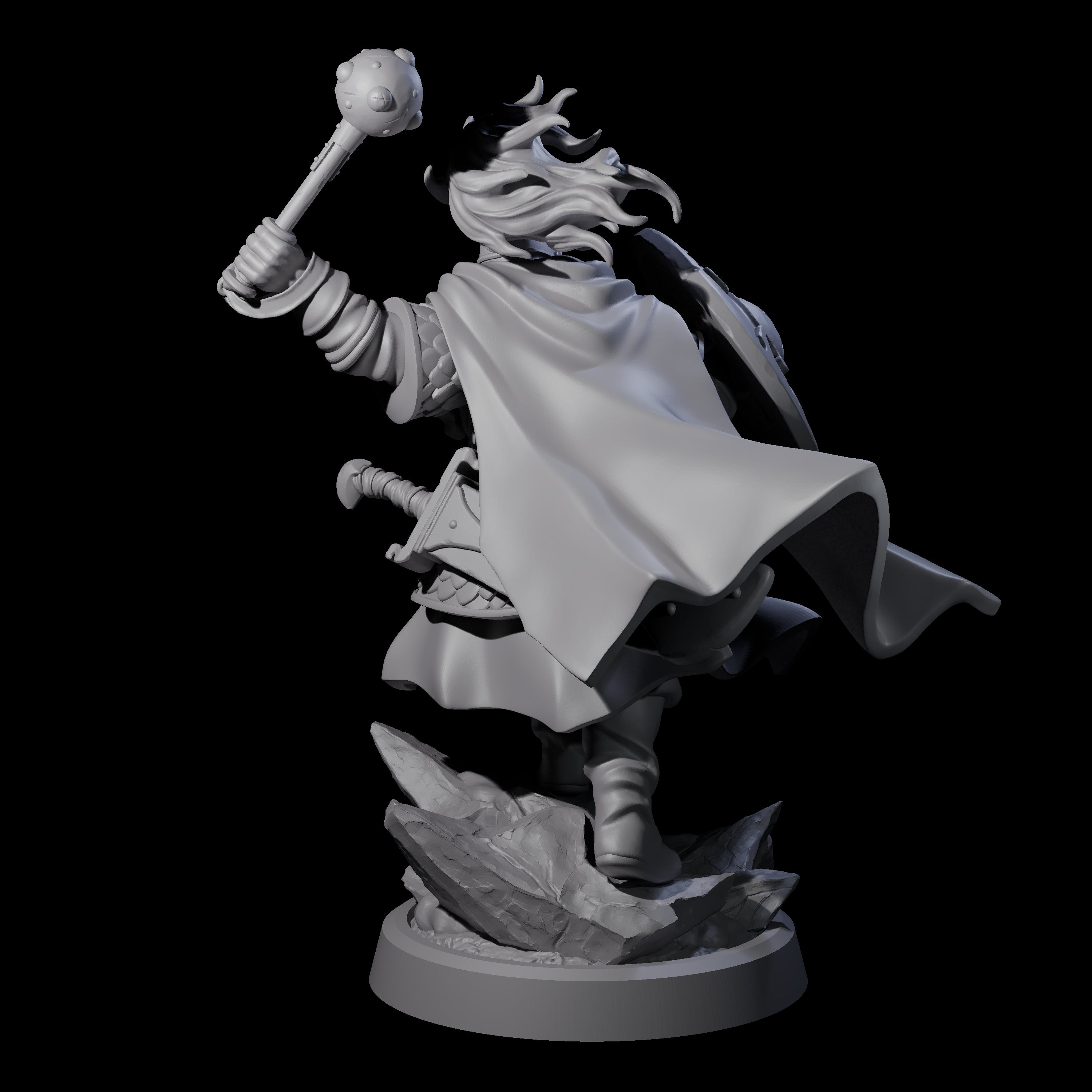 Swinging Mace Fighter Miniature for Dungeons and Dragons, Pathfinder or other TTRPGs