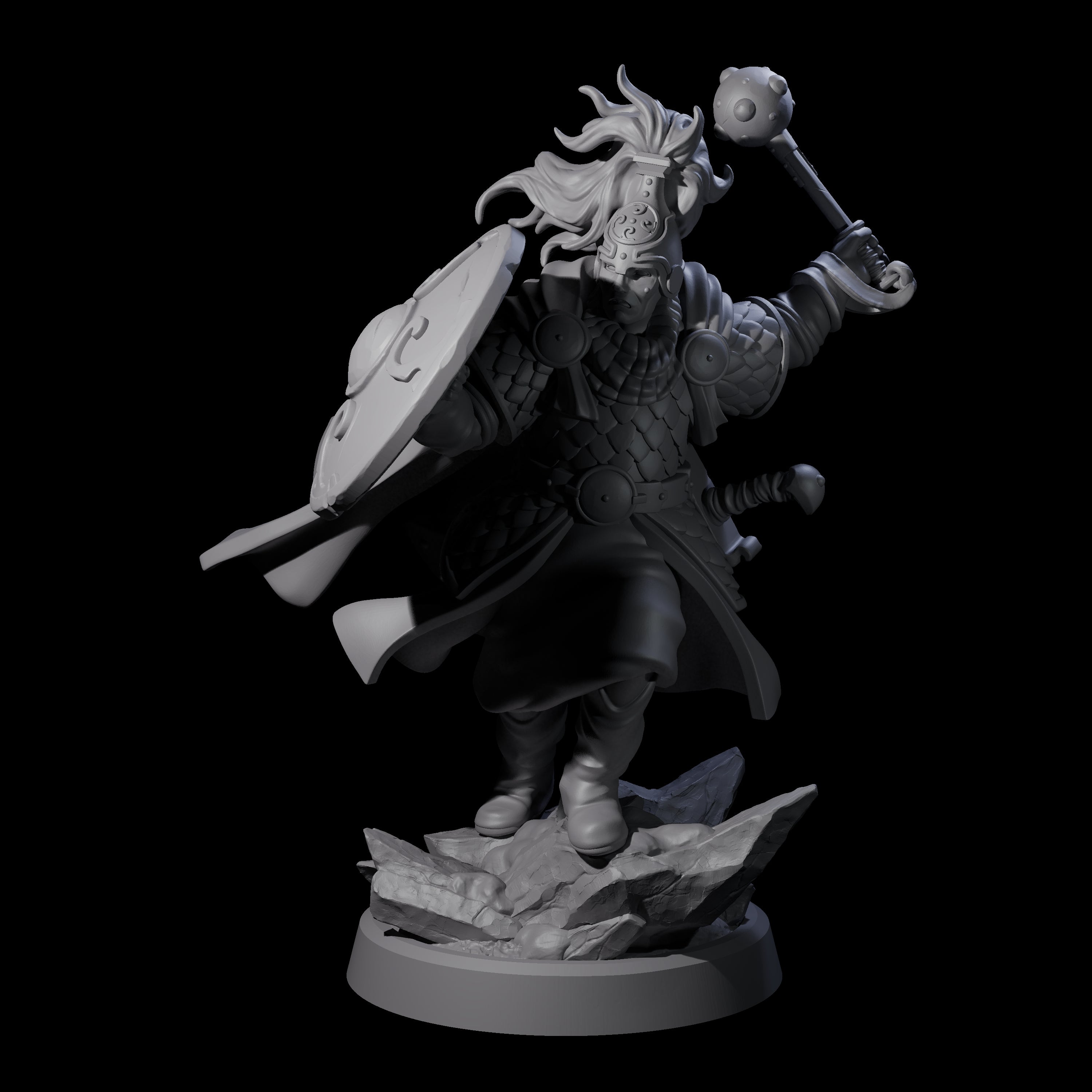 Swinging Mace Fighter Miniature for Dungeons and Dragons, Pathfinder or other TTRPGs