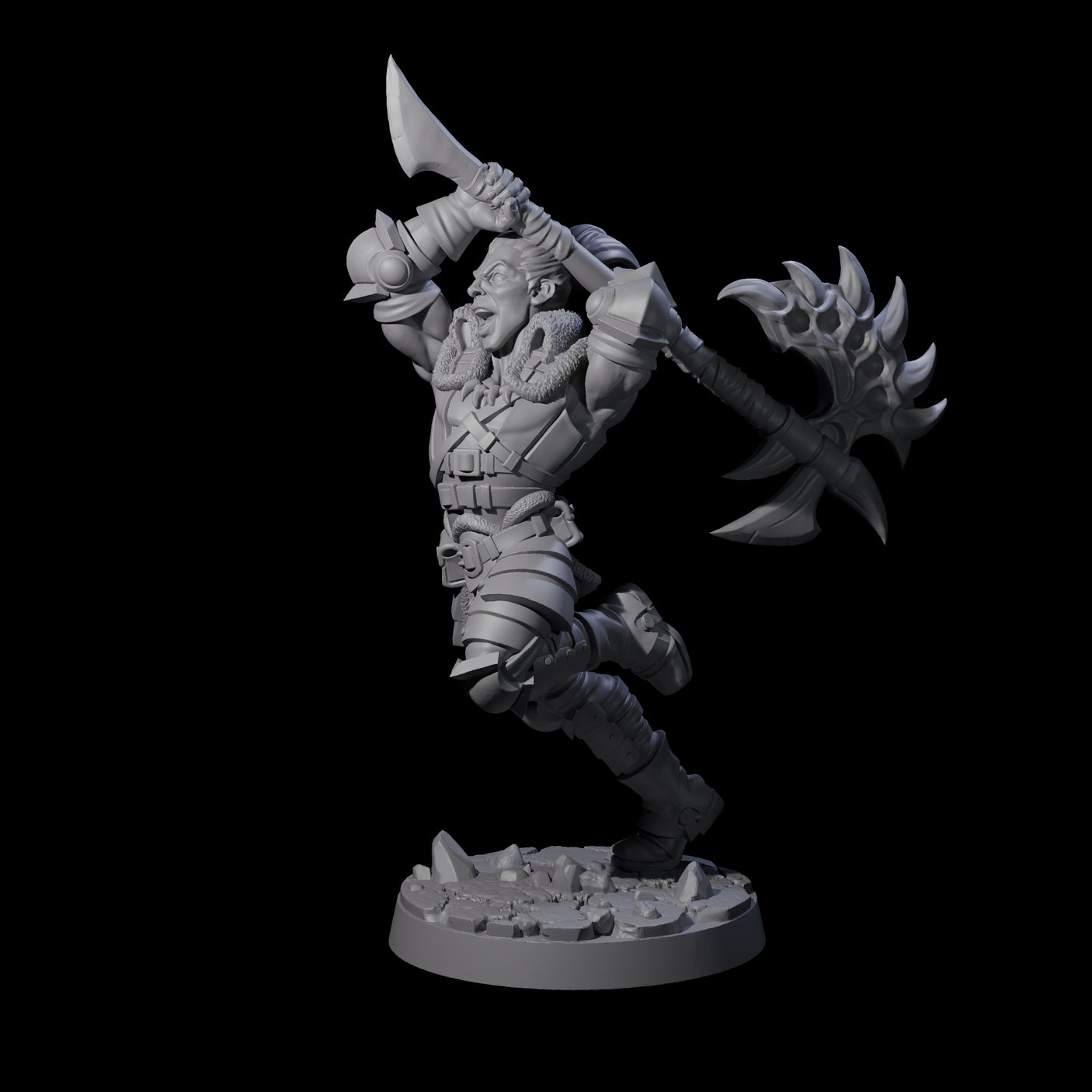 Swinging Mega Axe Barbarian Miniature for Dungeons and Dragons, Pathfinder or other TTRPGs
