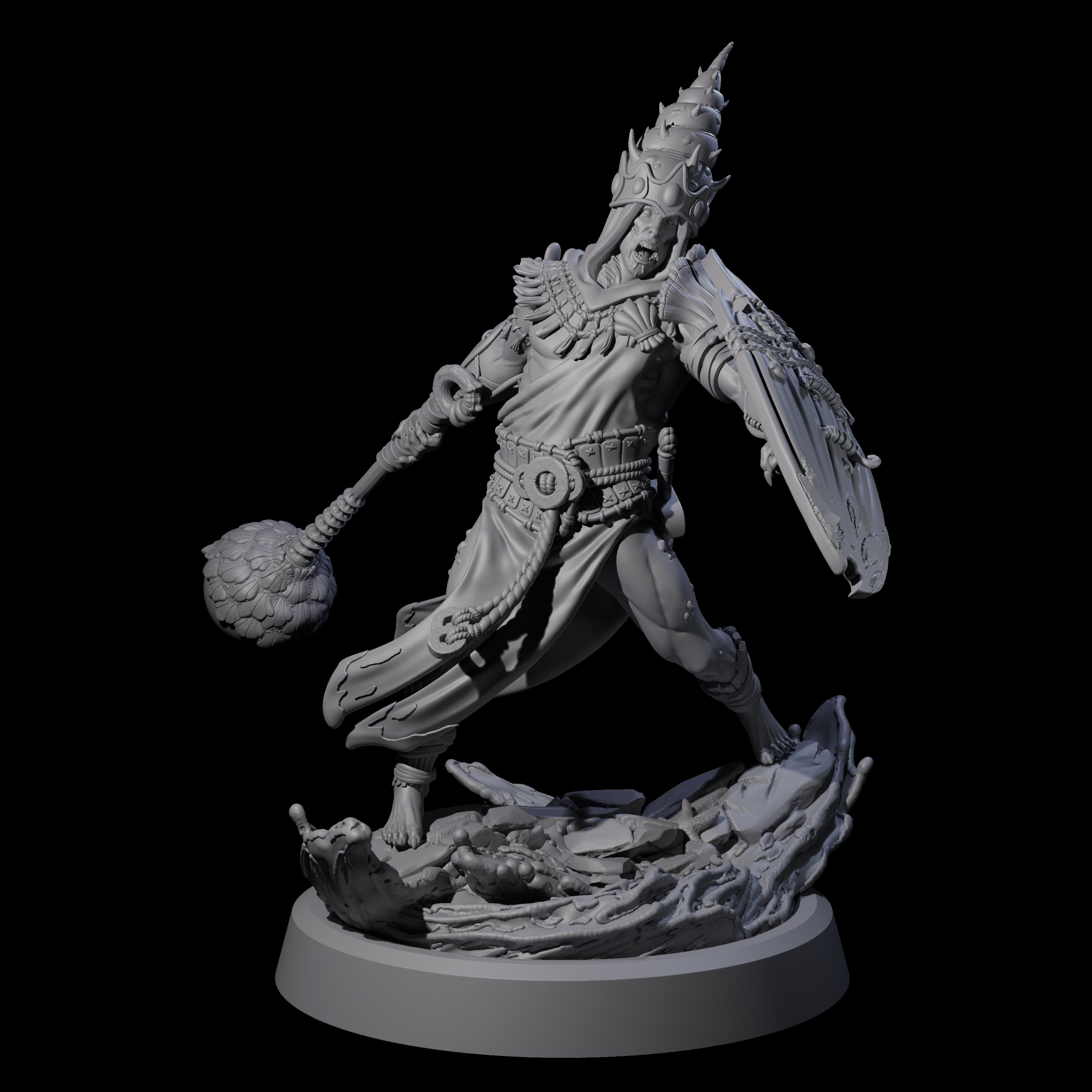 Swinging Sea Champion Miniature for Dungeons and Dragons, Pathfinder or other TTRPGs