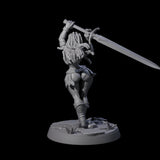 Swinging Sword Dancer Pinup Miniature for Dungeons and Dragons, Pathfinder or other TTRPGs