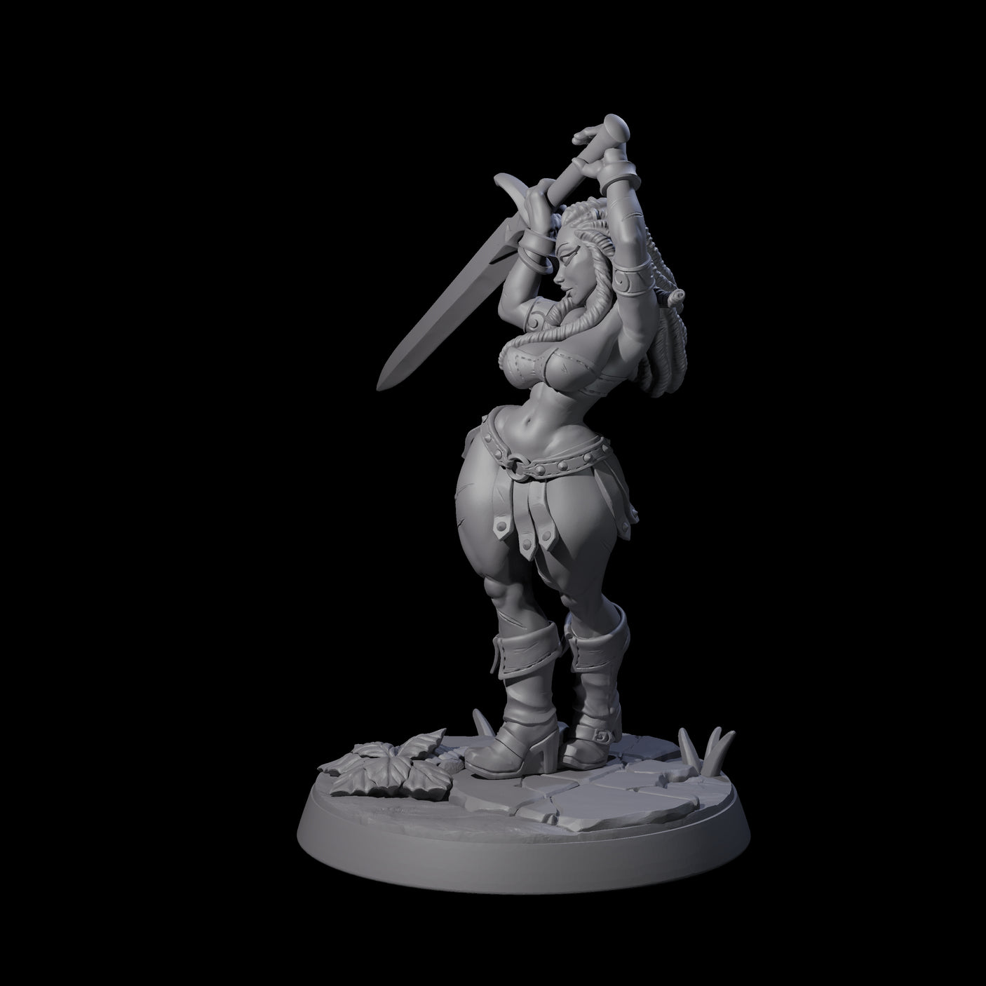 Swinging Sword Dancer Pinup Miniature for Dungeons and Dragons, Pathfinder or other TTRPGs