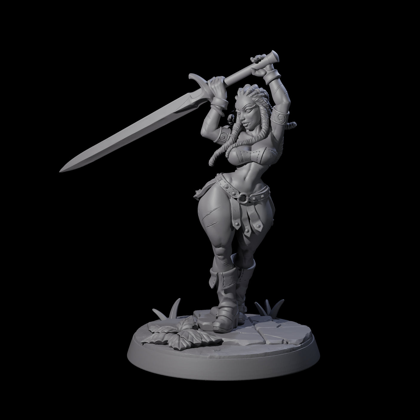 Swinging Sword Dancer Pinup Miniature for Dungeons and Dragons, Pathfinder or other TTRPGs