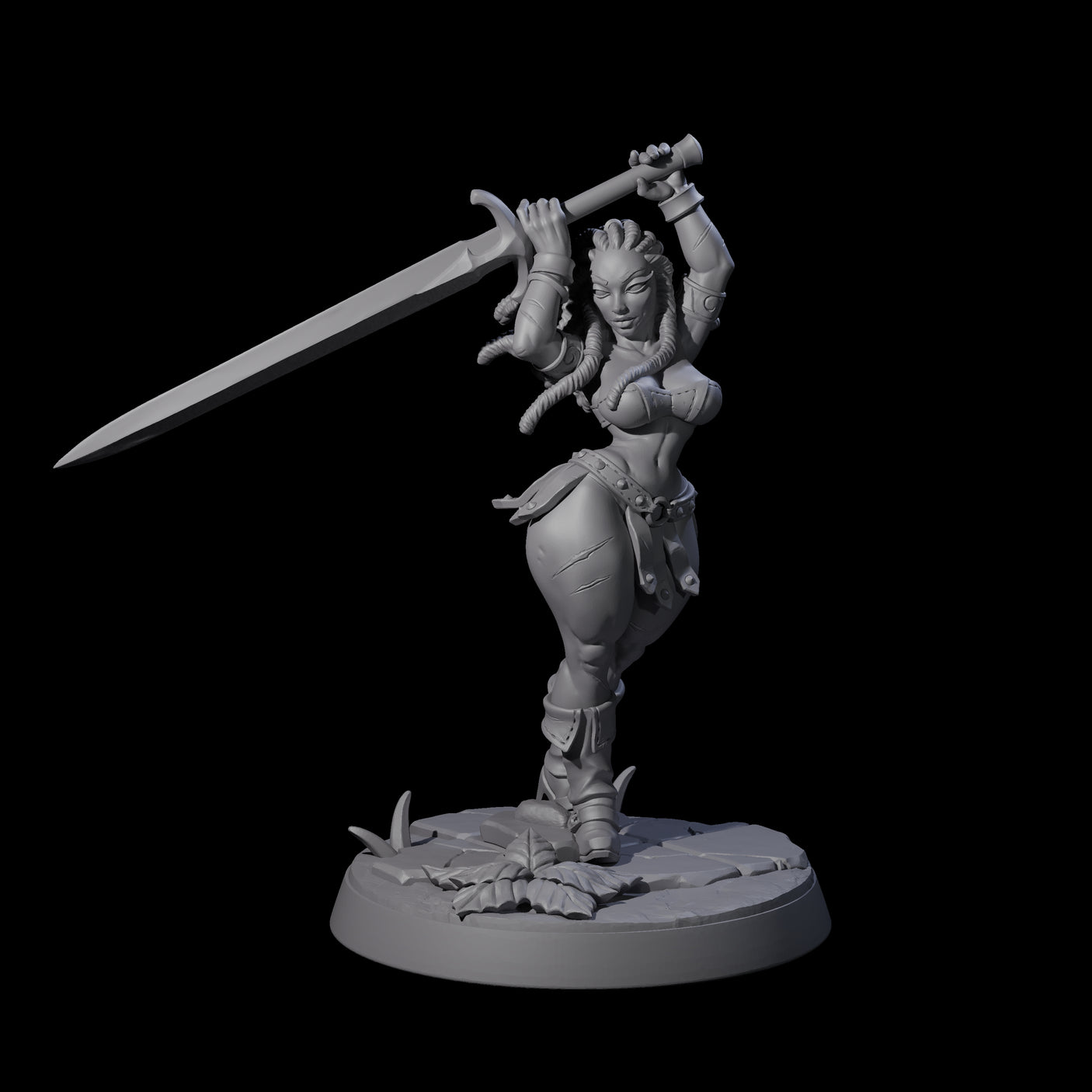 Swinging Sword Dancer Pinup Miniature for Dungeons and Dragons, Pathfinder or other TTRPGs
