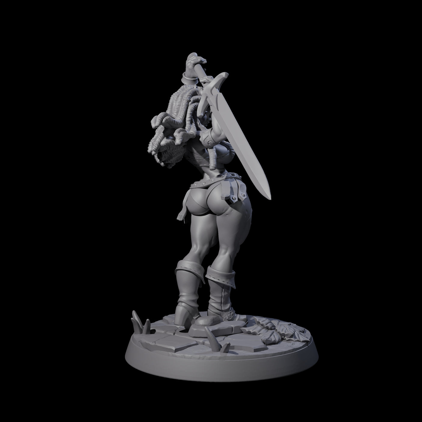 Swinging Sword Dancer Pinup Miniature for Dungeons and Dragons, Pathfinder or other TTRPGs