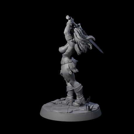 Swinging Sword Dancer Pinup Miniature for Dungeons and Dragons, Pathfinder or other TTRPGs