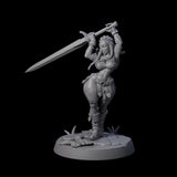 Swinging Sword Dancer Pinup Miniature for Dungeons and Dragons, Pathfinder or other TTRPGs
