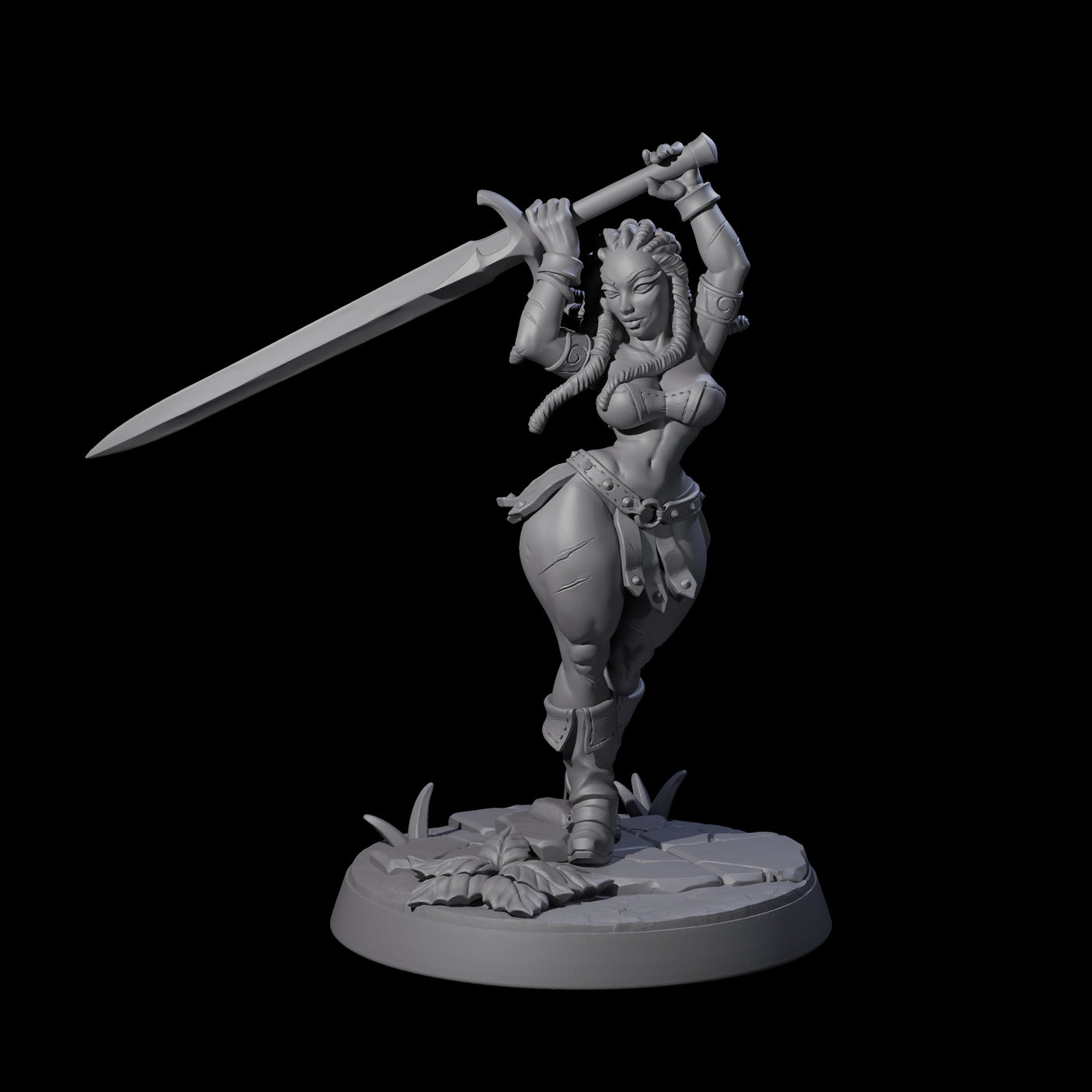 Swinging Sword Dancer Pinup Miniature for Dungeons and Dragons, Pathfinder or other TTRPGs