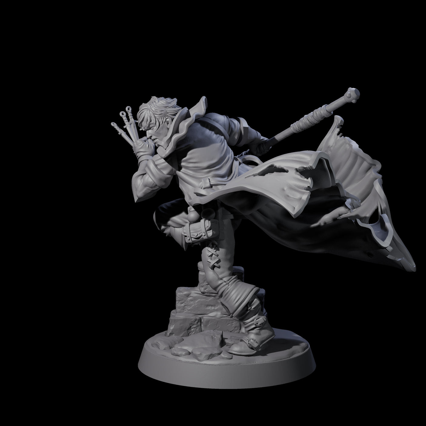 Swiping Trickster Mage Miniature for Dungeons and Dragons, Pathfinder or other TTRPGs