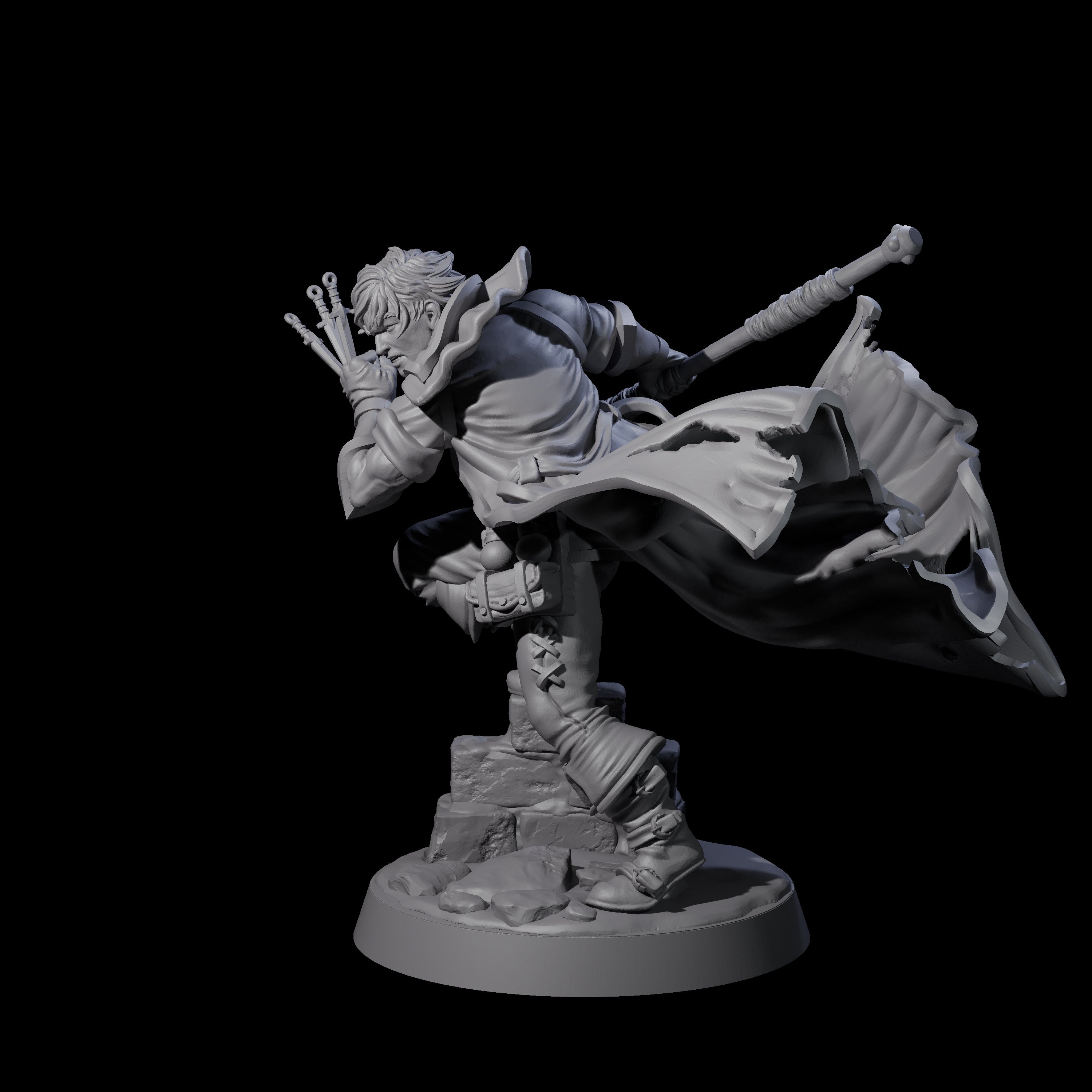 Swiping Trickster Mage Miniature for Dungeons and Dragons, Pathfinder or other TTRPGs