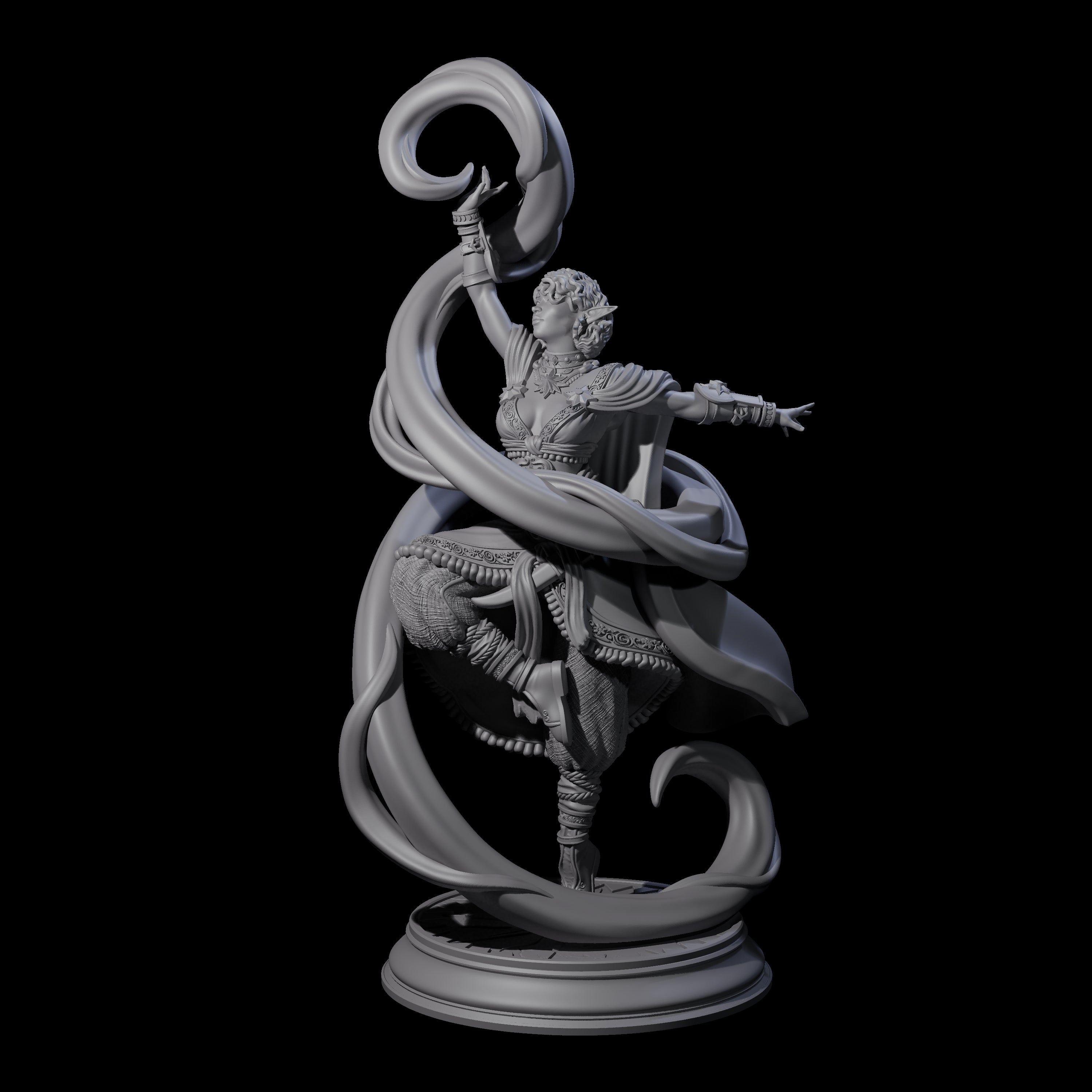 Swirling Elf Sorceress Miniature for Dungeons and Dragons, Pathfinder or other TTRPGs
