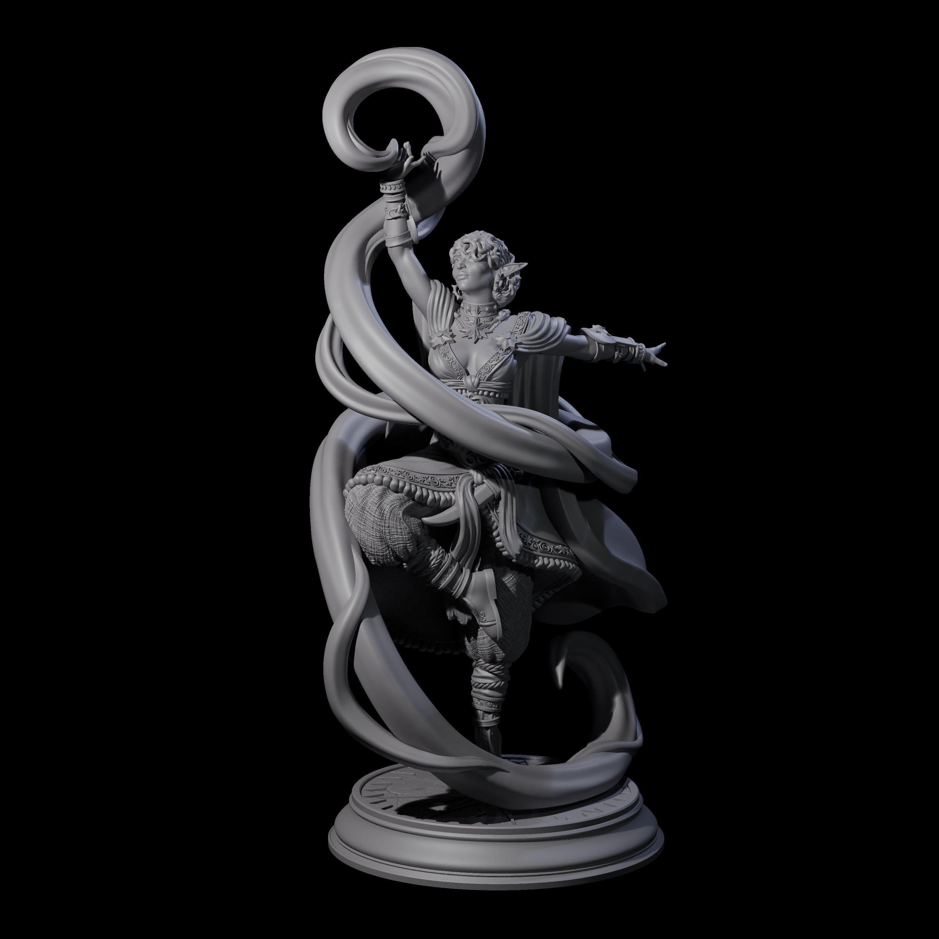 Swirling Elf Sorceress Miniature for Dungeons and Dragons, Pathfinder or other TTRPGs