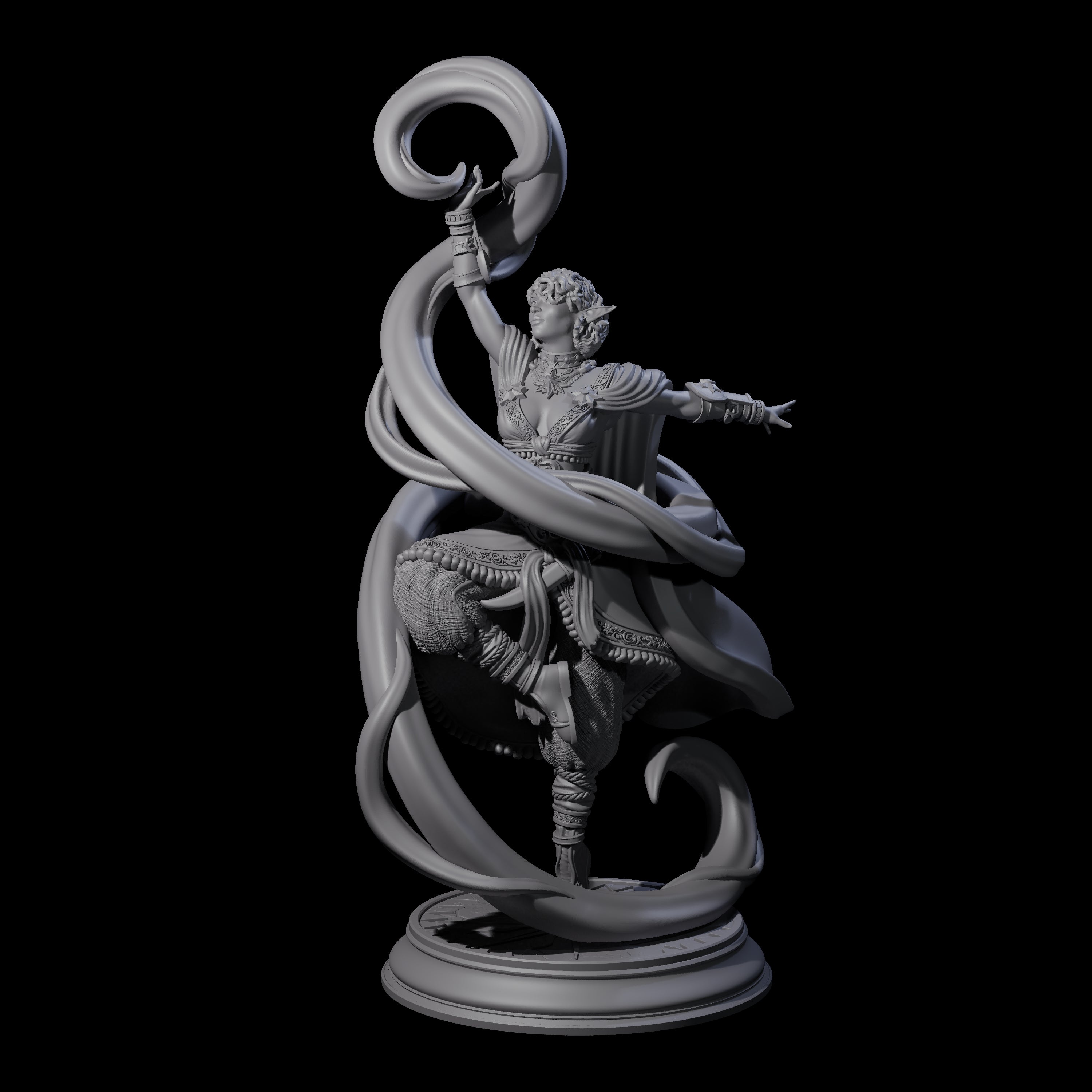 Swirling Elf Sorceress Miniature for Dungeons and Dragons, Pathfinder or other TTRPGs