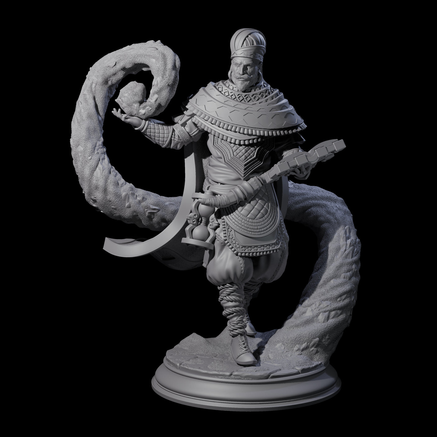 Swirling Human Serpent Cultist Miniature for Dungeons and Dragons, Pathfinder or other TTRPGs