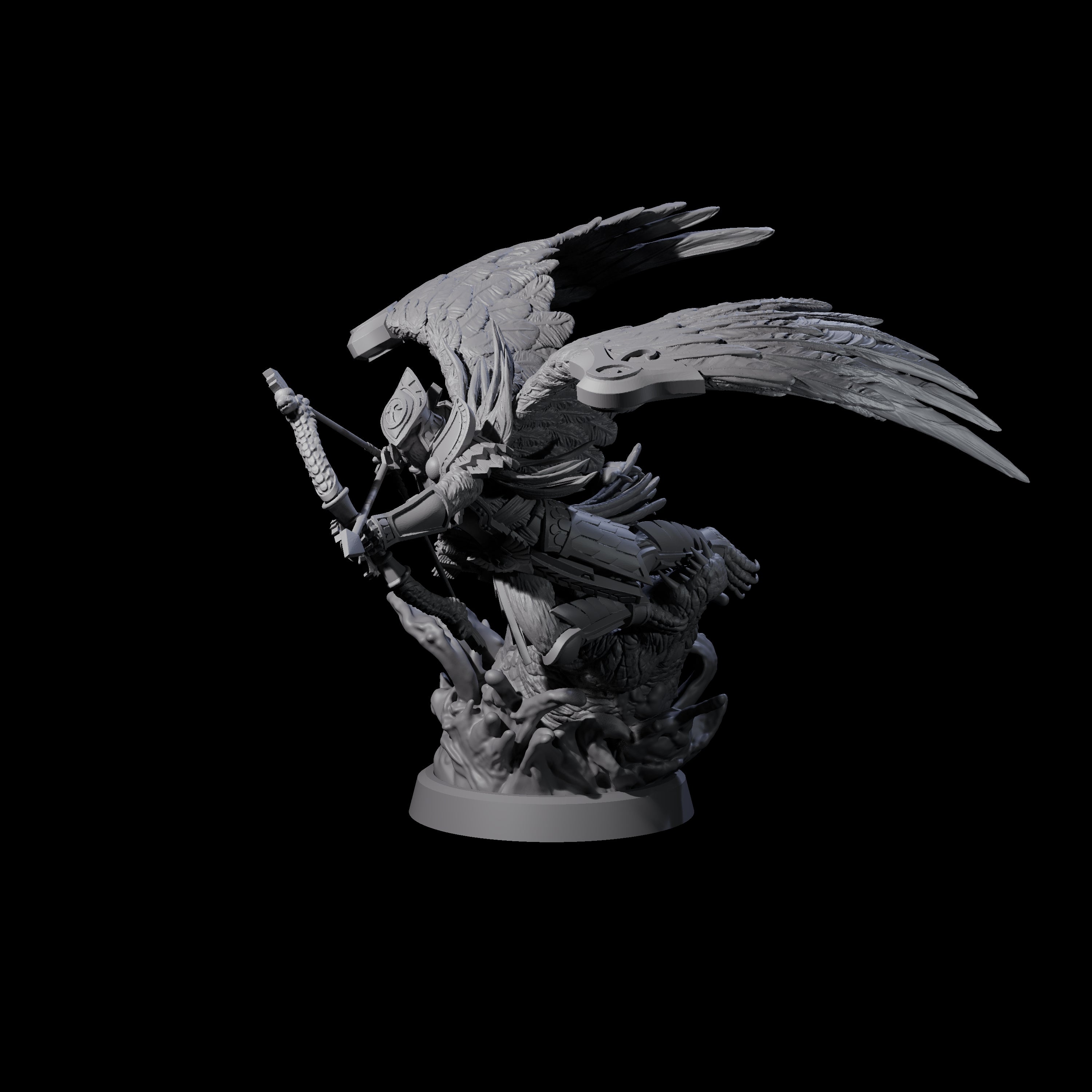 Swooping Aarakocra Archer Miniature for Dungeons and Dragons, Pathfinder or other TTRPGs