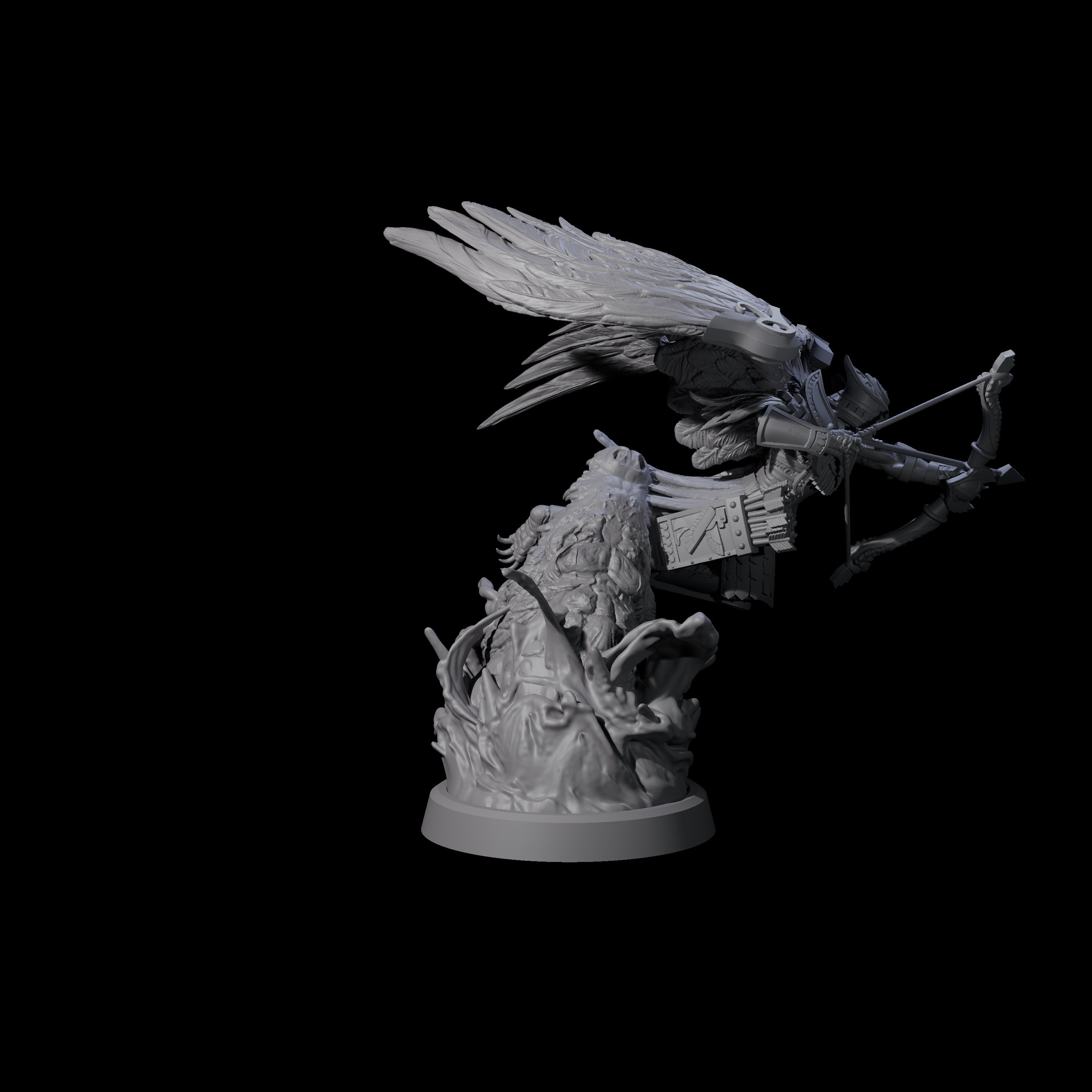 Swooping Aarakocra Archer Miniature for Dungeons and Dragons, Pathfinder or other TTRPGs
