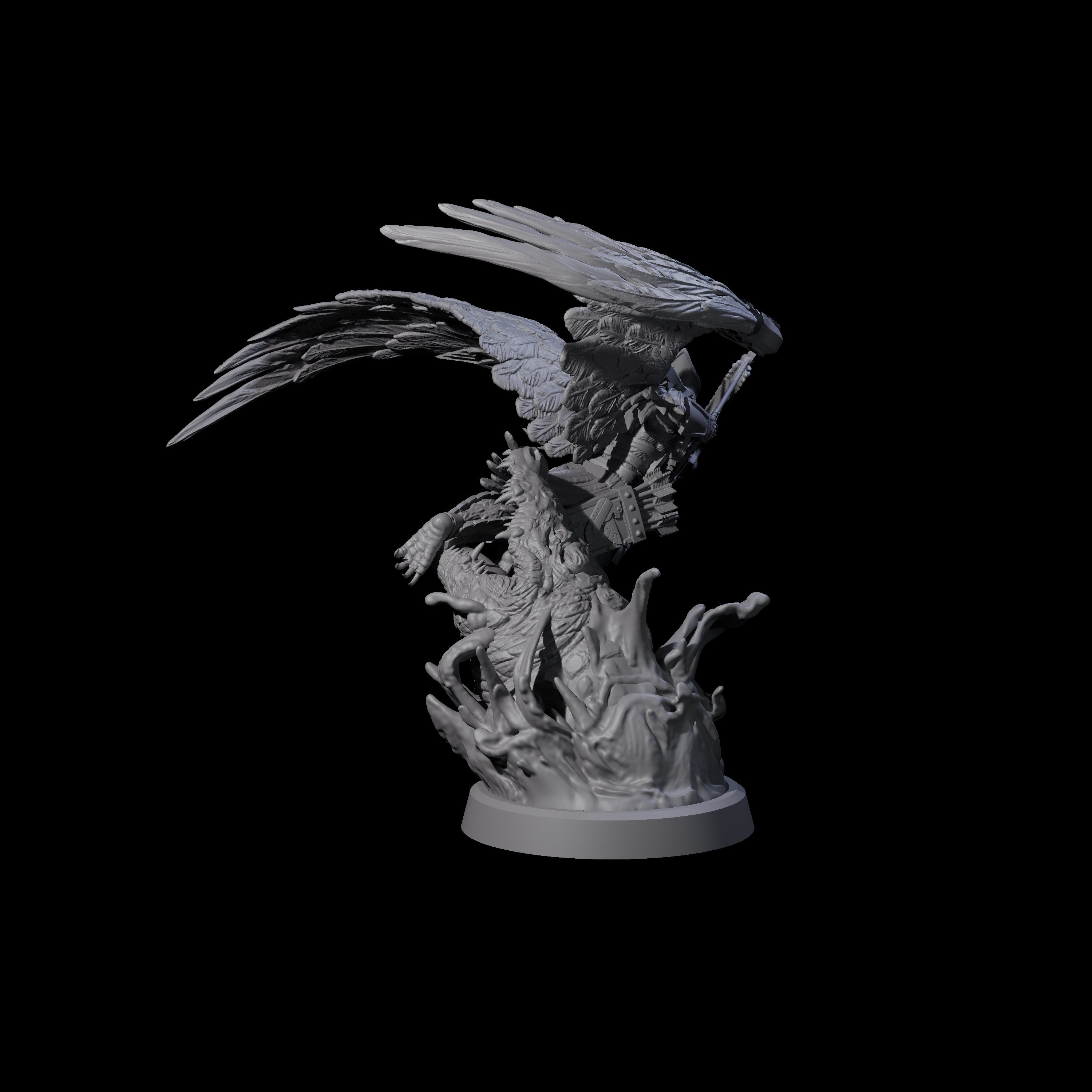 Swooping Aarakocra Archer Miniature for Dungeons and Dragons, Pathfinder or other TTRPGs