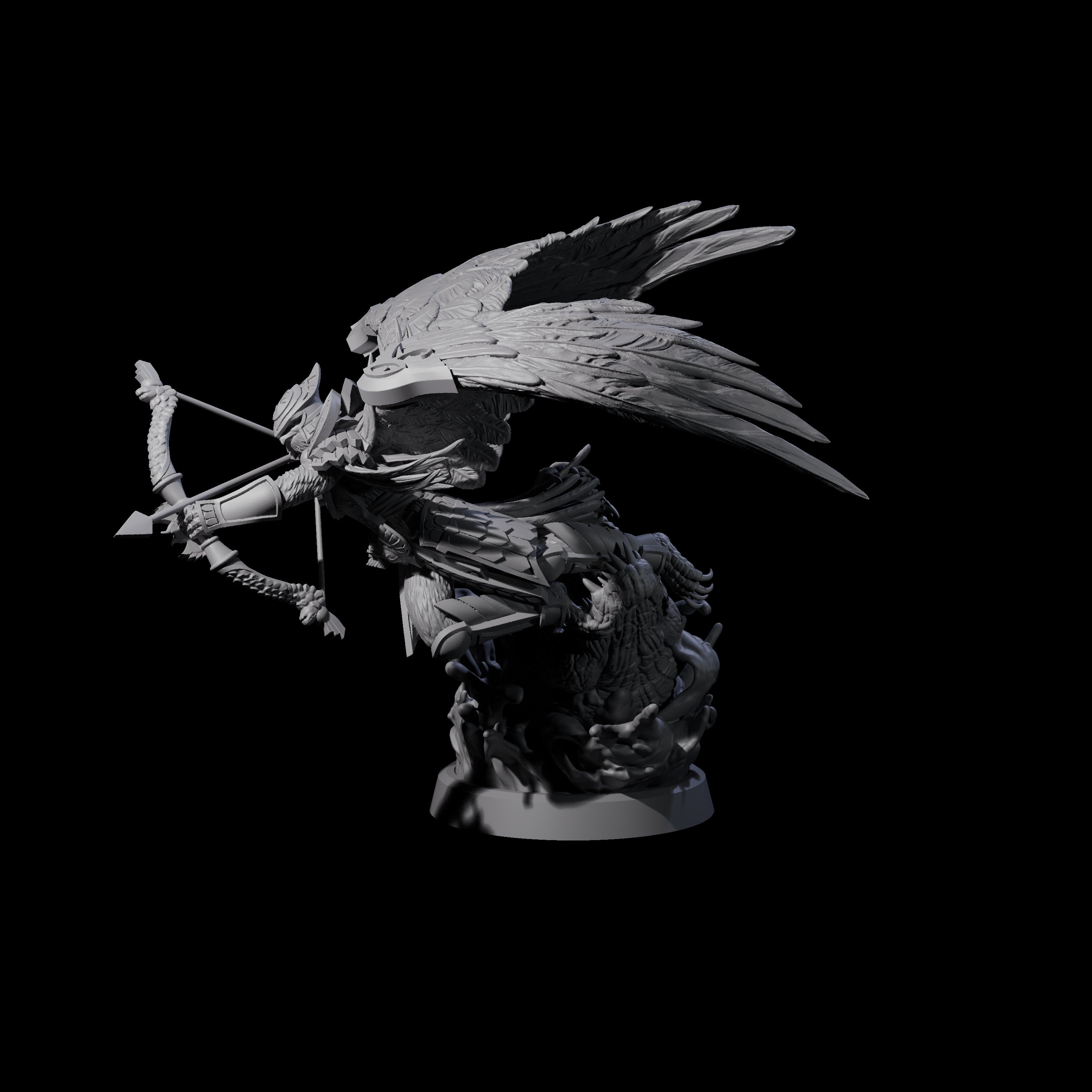 Swooping Aarakocra Archer Miniature for Dungeons and Dragons, Pathfinder or other TTRPGs
