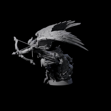 Swooping Aarakocra Archer Miniature for Dungeons and Dragons, Pathfinder or other TTRPGs