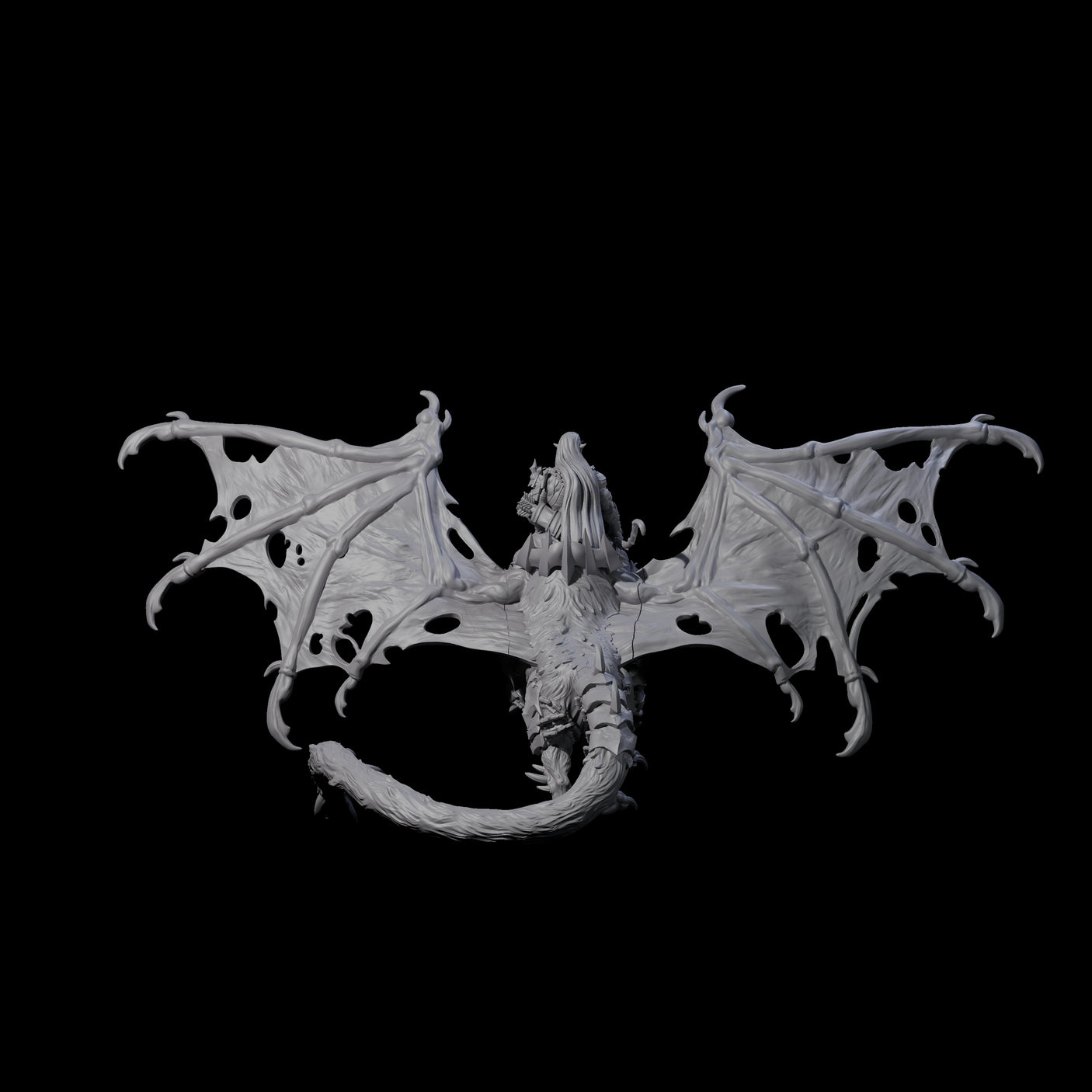 Swooping Dark Elf Manticore Rider A Miniature for Dungeons and Dragons, Pathfinder or other TTRPGs