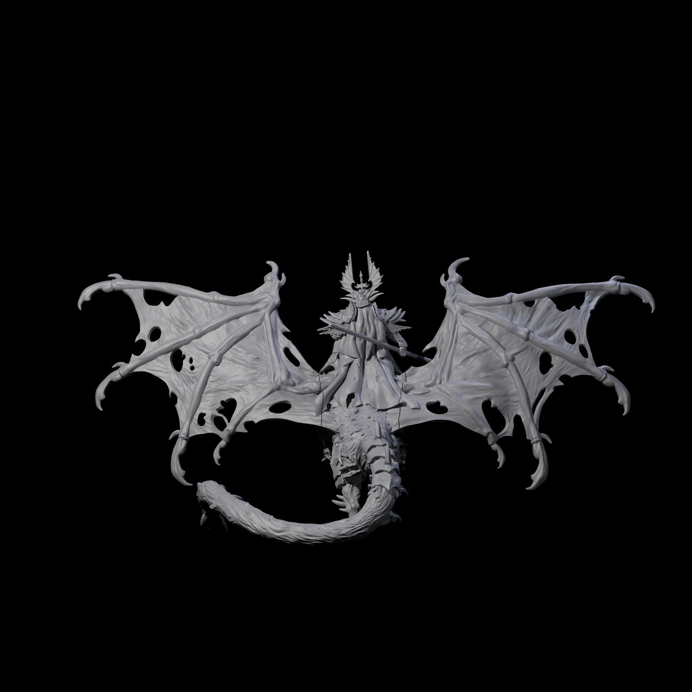 Swooping Dark Elf Manticore Rider B Miniature for Dungeons and Dragons, Pathfinder or other TTRPGs