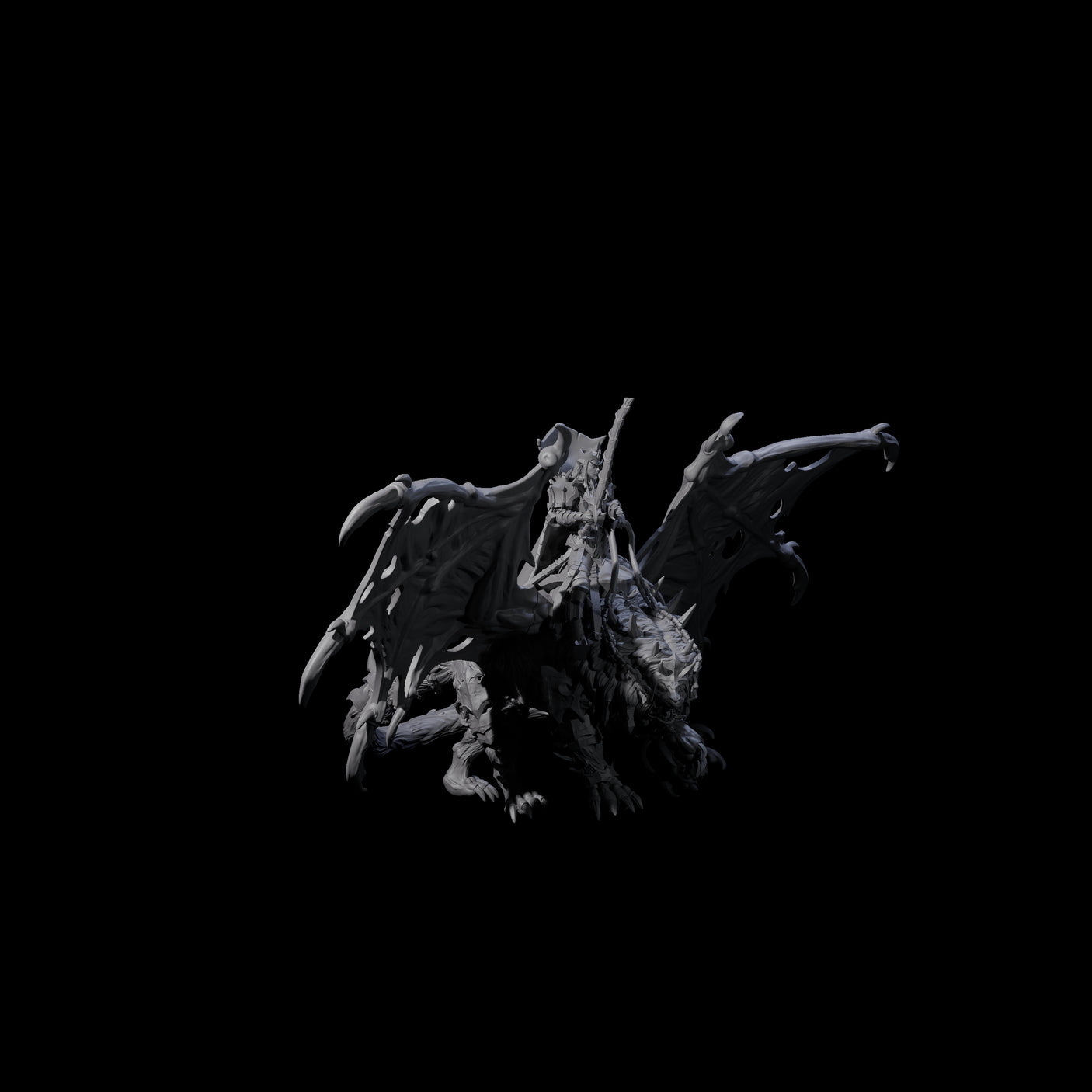 Swooping Dark Elf Manticore Rider C Miniature for Dungeons and Dragons, Pathfinder or other TTRPGs