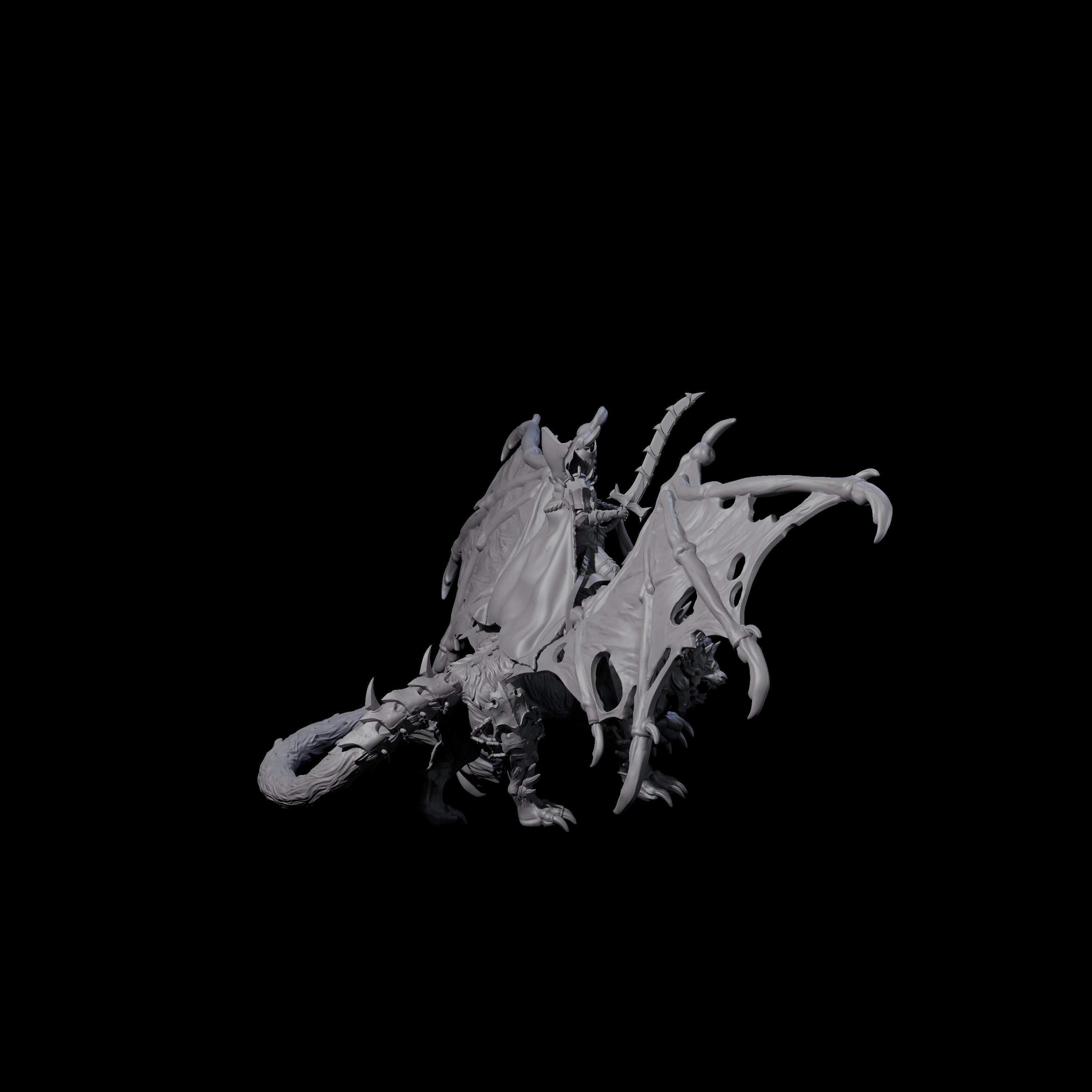 Swooping Dark Elf Manticore Rider C Miniature for Dungeons and Dragons, Pathfinder or other TTRPGs