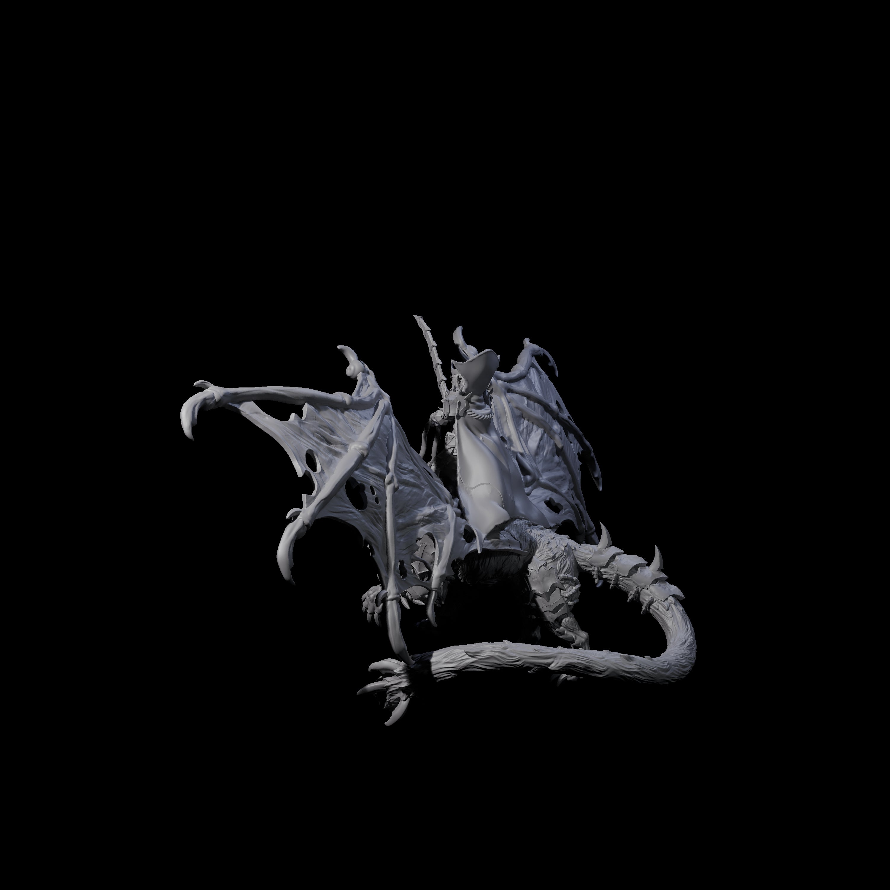 Swooping Dark Elf Manticore Rider C Miniature for Dungeons and Dragons, Pathfinder or other TTRPGs