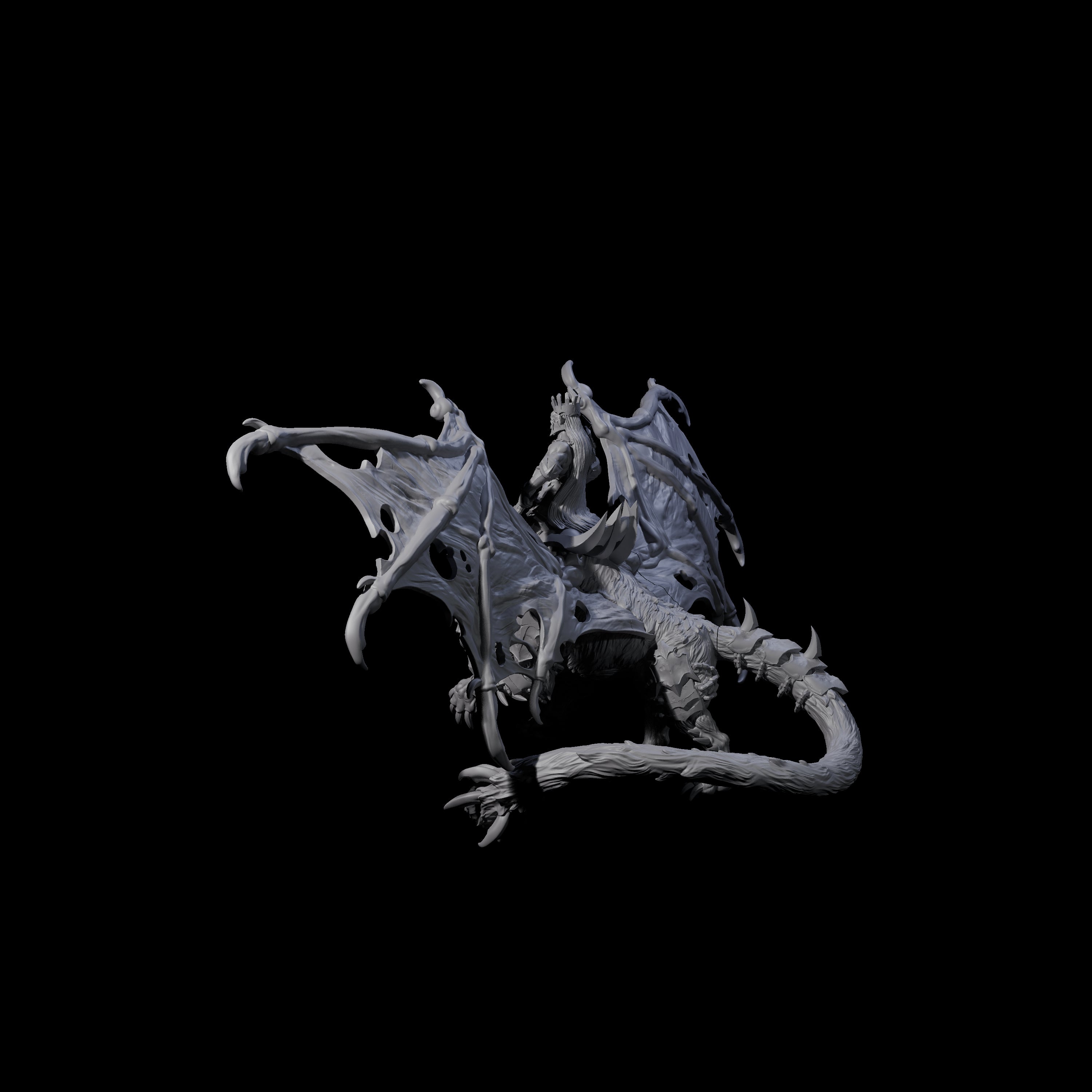 Swooping Dark Elf Manticore Rider D Miniature for Dungeons and Dragons, Pathfinder or other TTRPGs